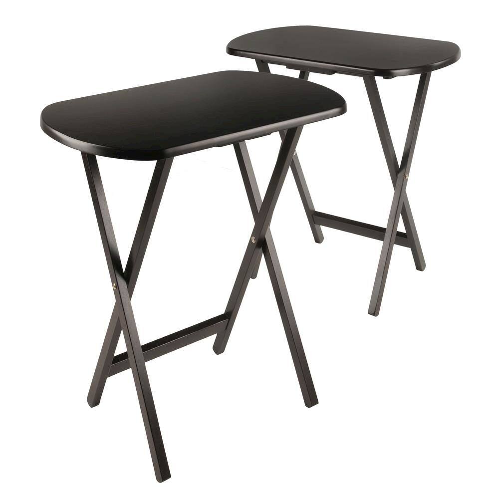 Back. FurniFact - Oversize Solid Wood TV Trays Set Of 2 Folding Snack Tables In Rich Coffee Finish - Coffee.