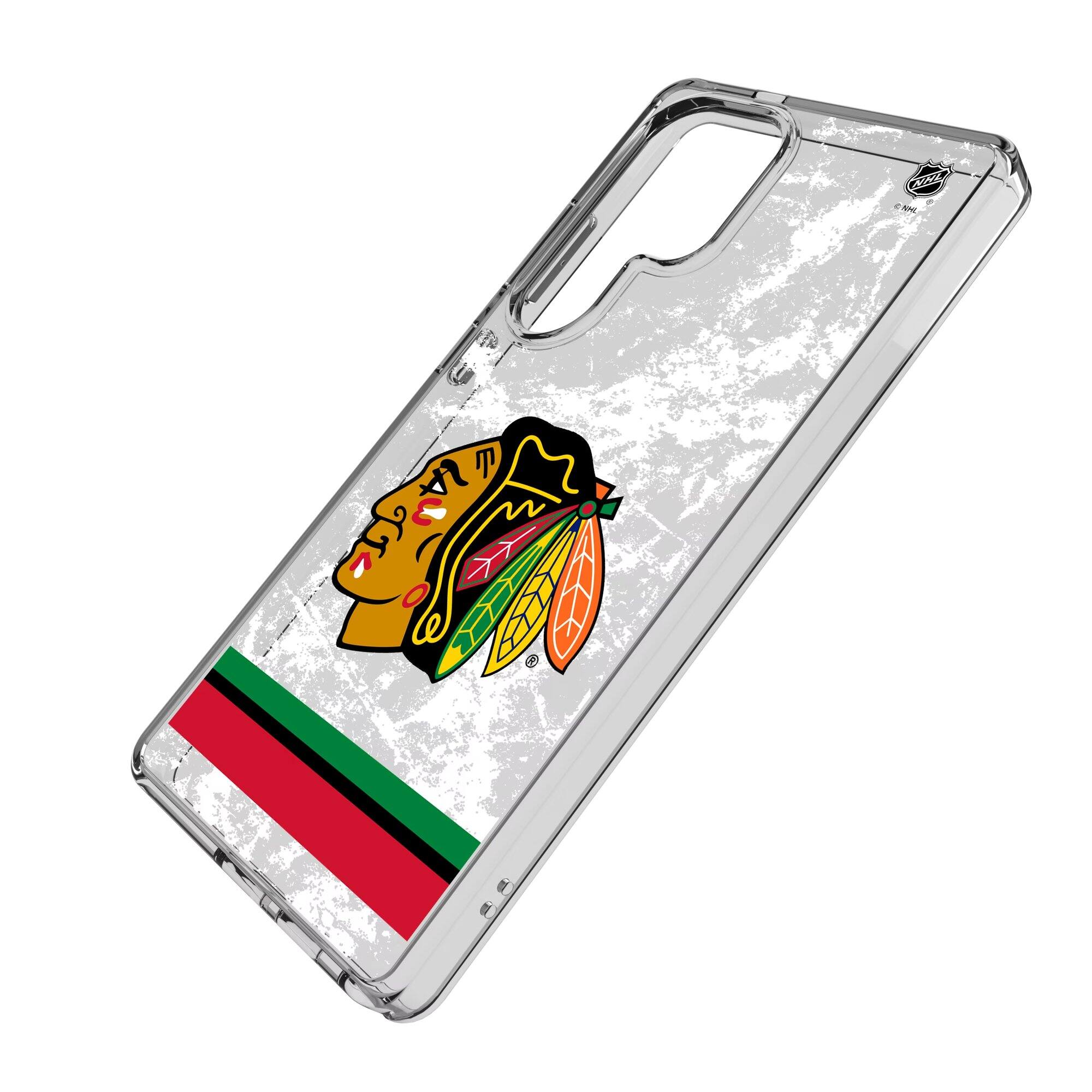 Alt View 1. Keyscaper - Chicago Blackhawks Galaxy Stripe Clear Ice Case - S25 - Multicolor.