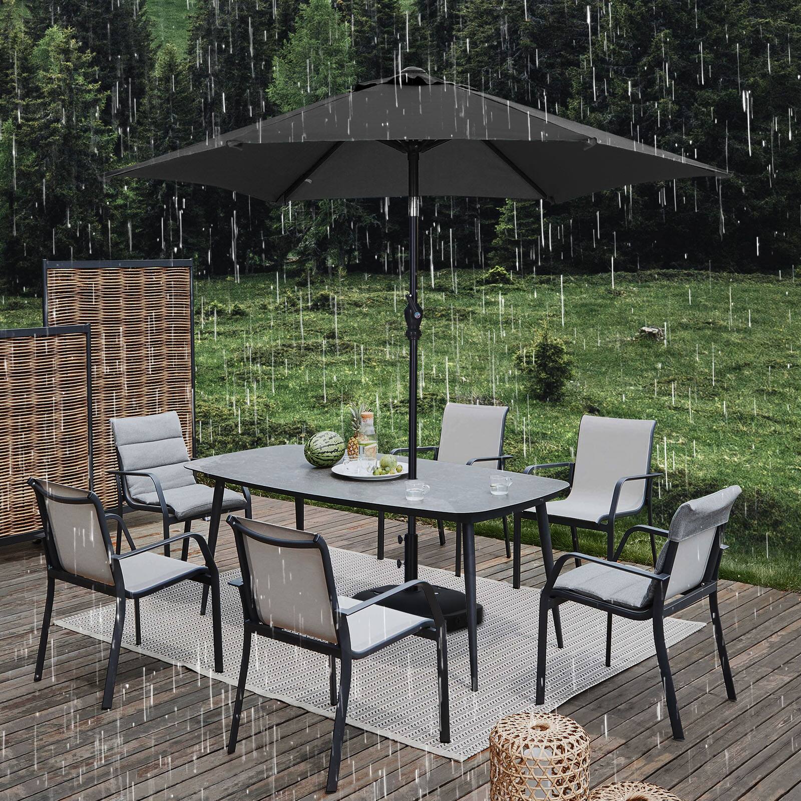 Alt View 4. Ainfox - Ainfox 7.5ft Patio Umbrella Outdoor Market Umbrella UV Protection Sturdy Frame W/Easy Crank - Black.