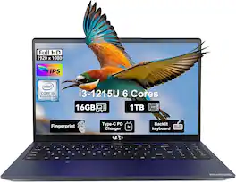 NIMO - 15.6" IPS FHD-Laptop Intel 6 Cores i3-1215U 16GB RAM 1TB SSD 4.4GHz - Blue