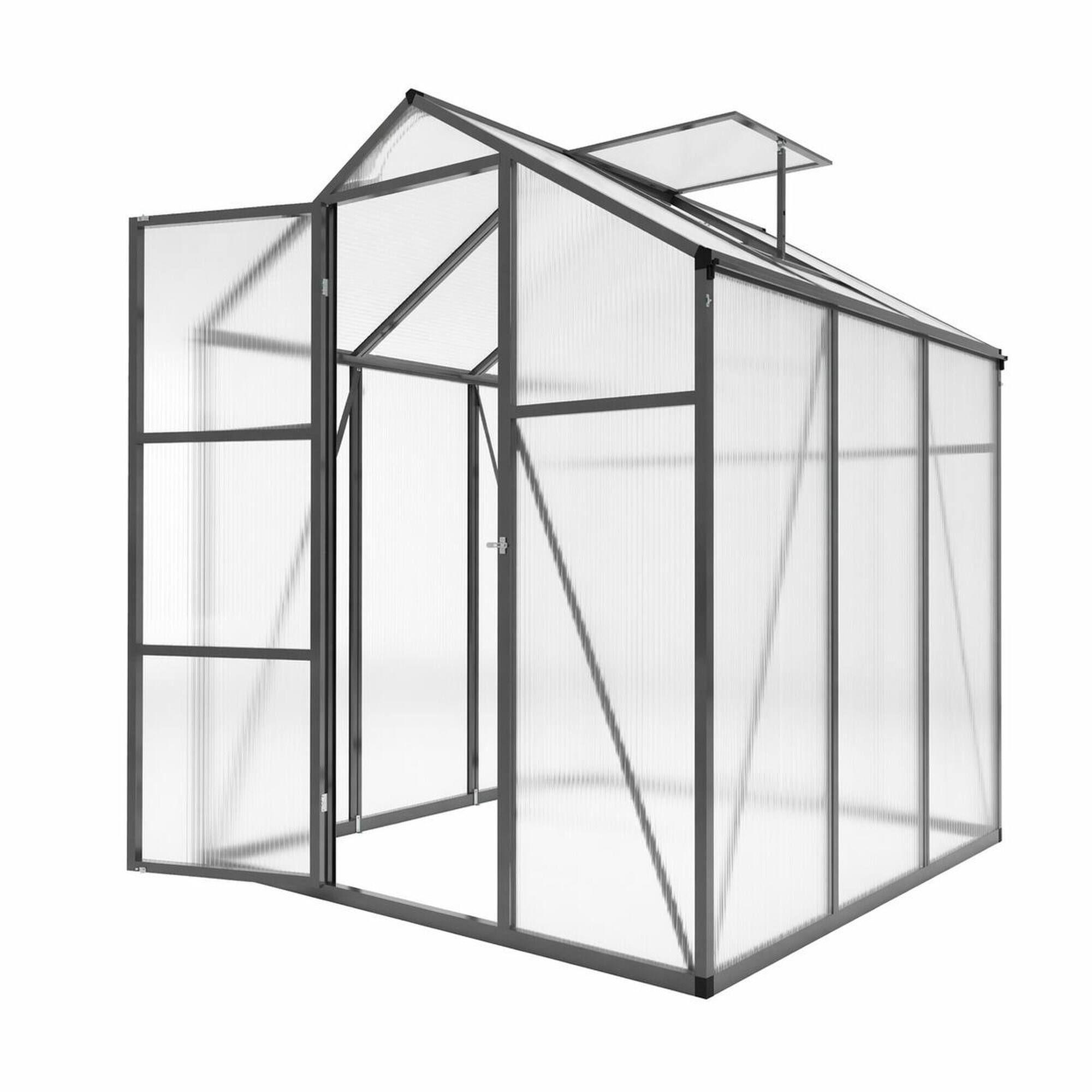 RYHNUYNE 6x6 ft Walk in Polycarbonate Greenhouse, Aluminum Frame ...