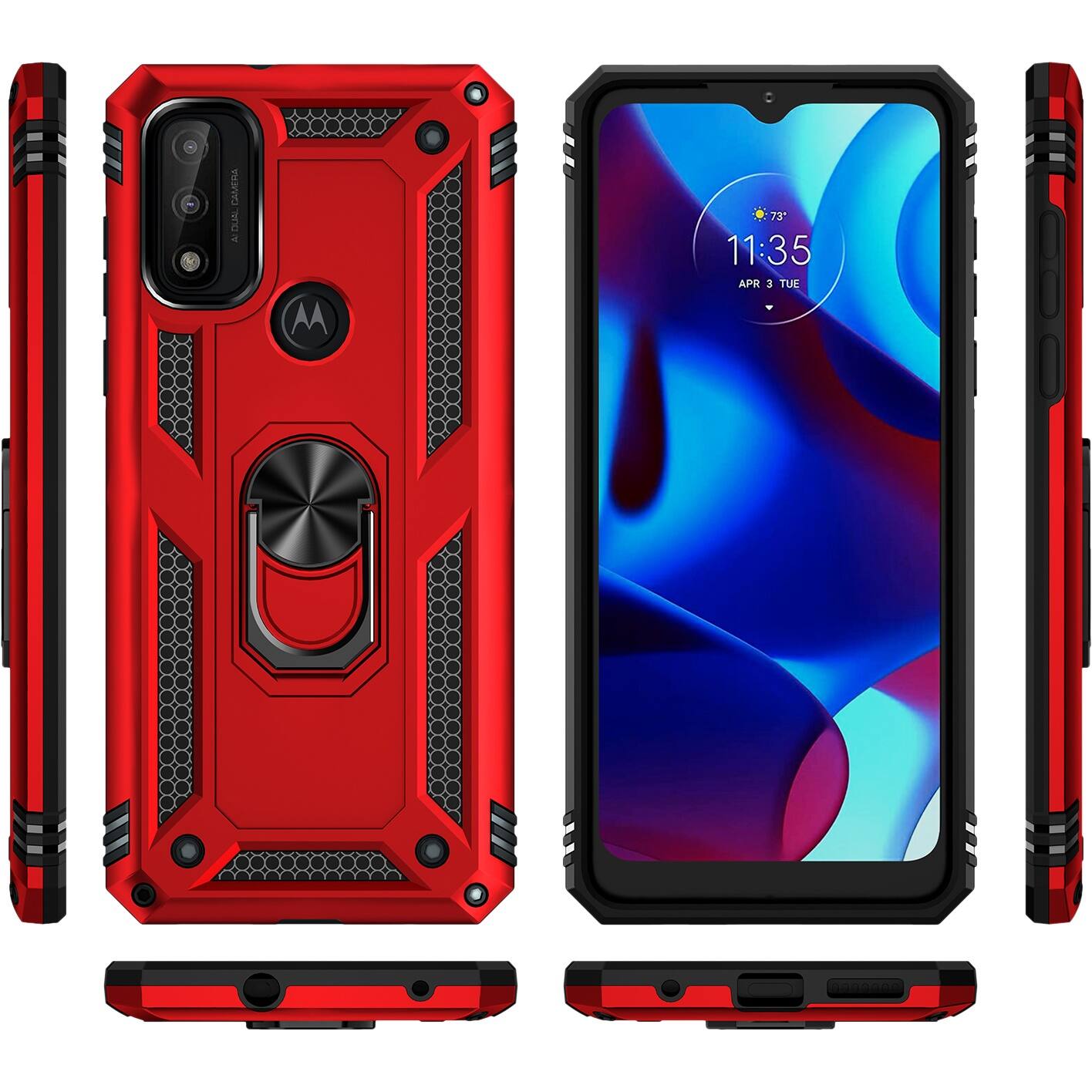 Alt View 12. SaharaCase - Military Kickstand Series Case for Motorola Moto G Pure, G Power 2022, and G Play 2023 - Red.