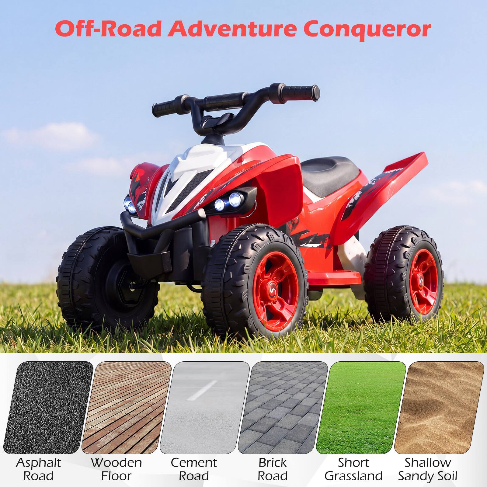 Off-Road Adventure Conqueror

Asphalt Road
Wooden Floor
Cement Road
Brick Road
Short Grassland
Shallow Sandy Soil