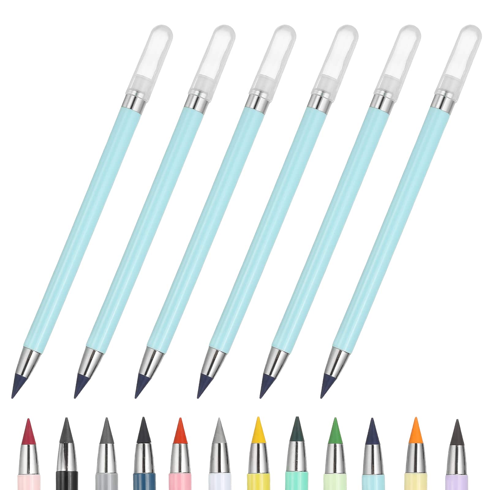 Unique Bargains - Eternal Pencil, 6pcs Mech Sharpened Metal Pencils Set for Coloring, Sketch Drawing, Writing - Marker Blue price history on PriceWatchPro