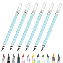 Unique Bargains - Eternal Pencil, 6pcs Mech Sharpened Metal Pencils Set for Coloring, Sketch Drawing, Writing - Marker Blue