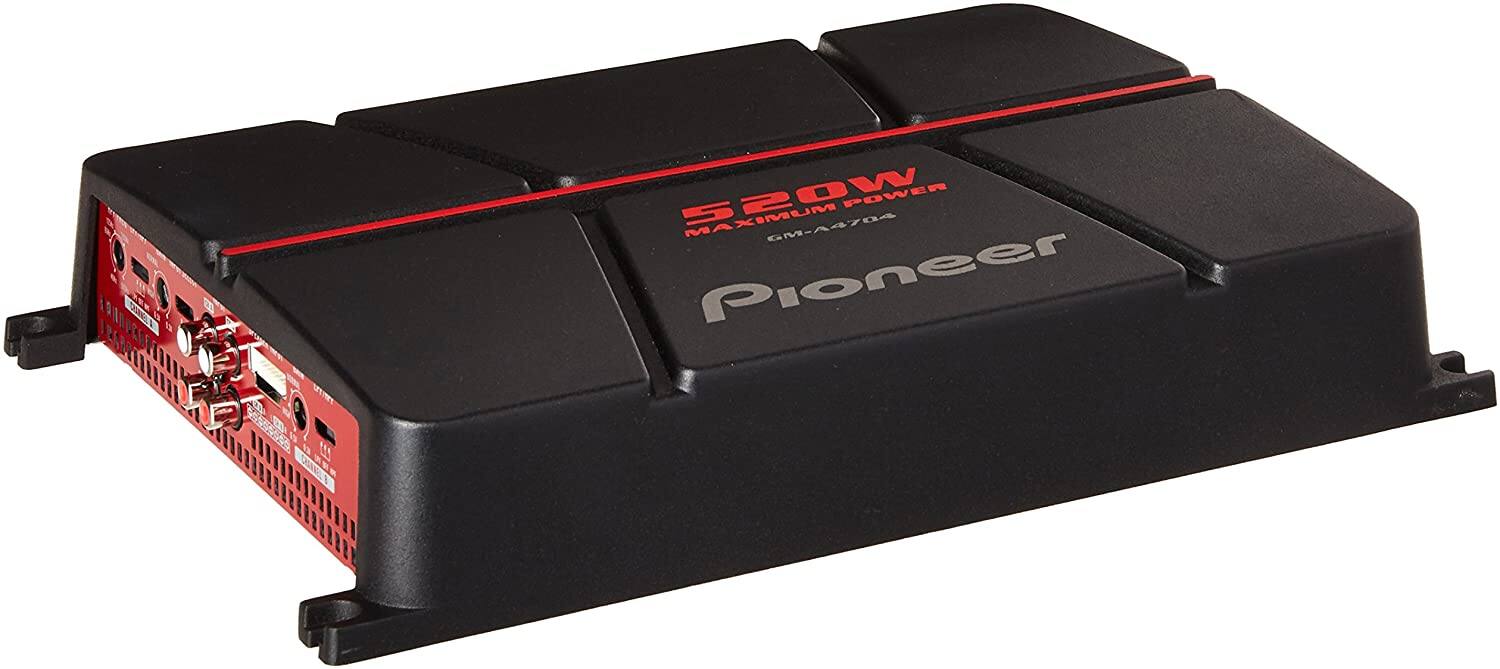 Angle. Pioneer - 4-Channel - Class AB, 520w Max Power - Bridgeable Amplifier - Black.