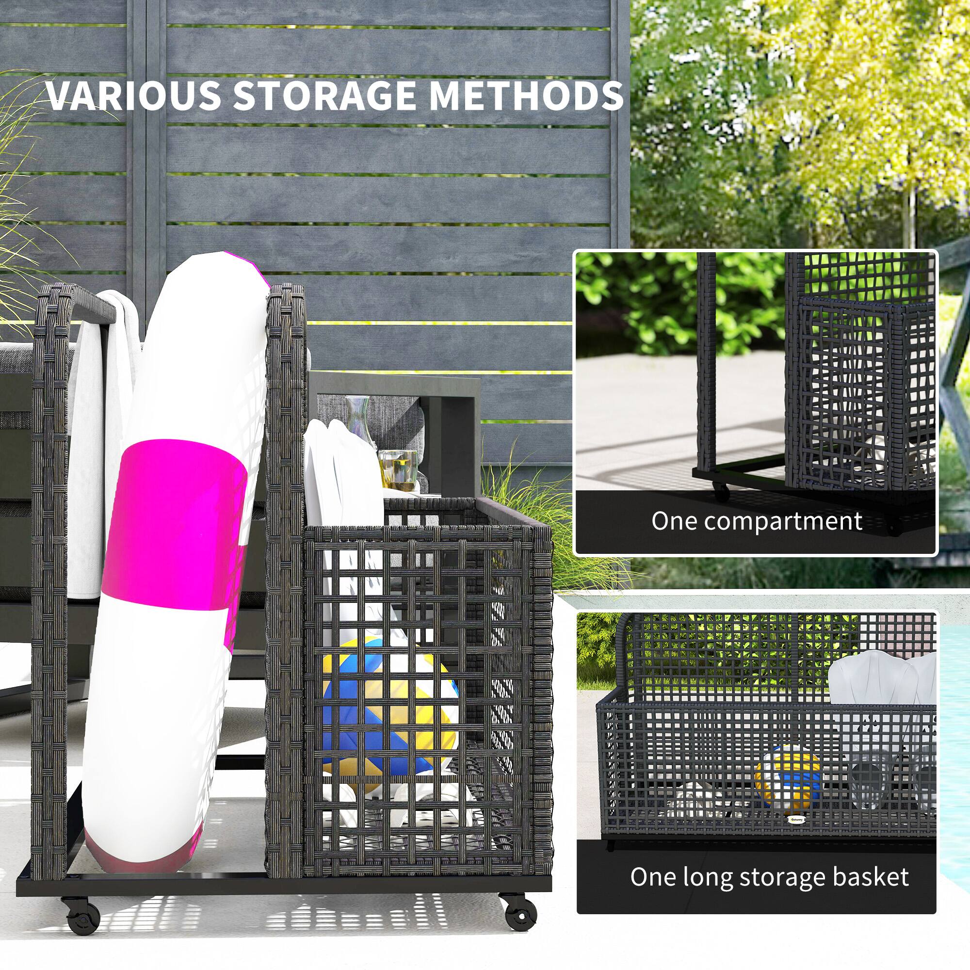 VARIOUS STORAGE METHODS

One compartment

One long storage basket