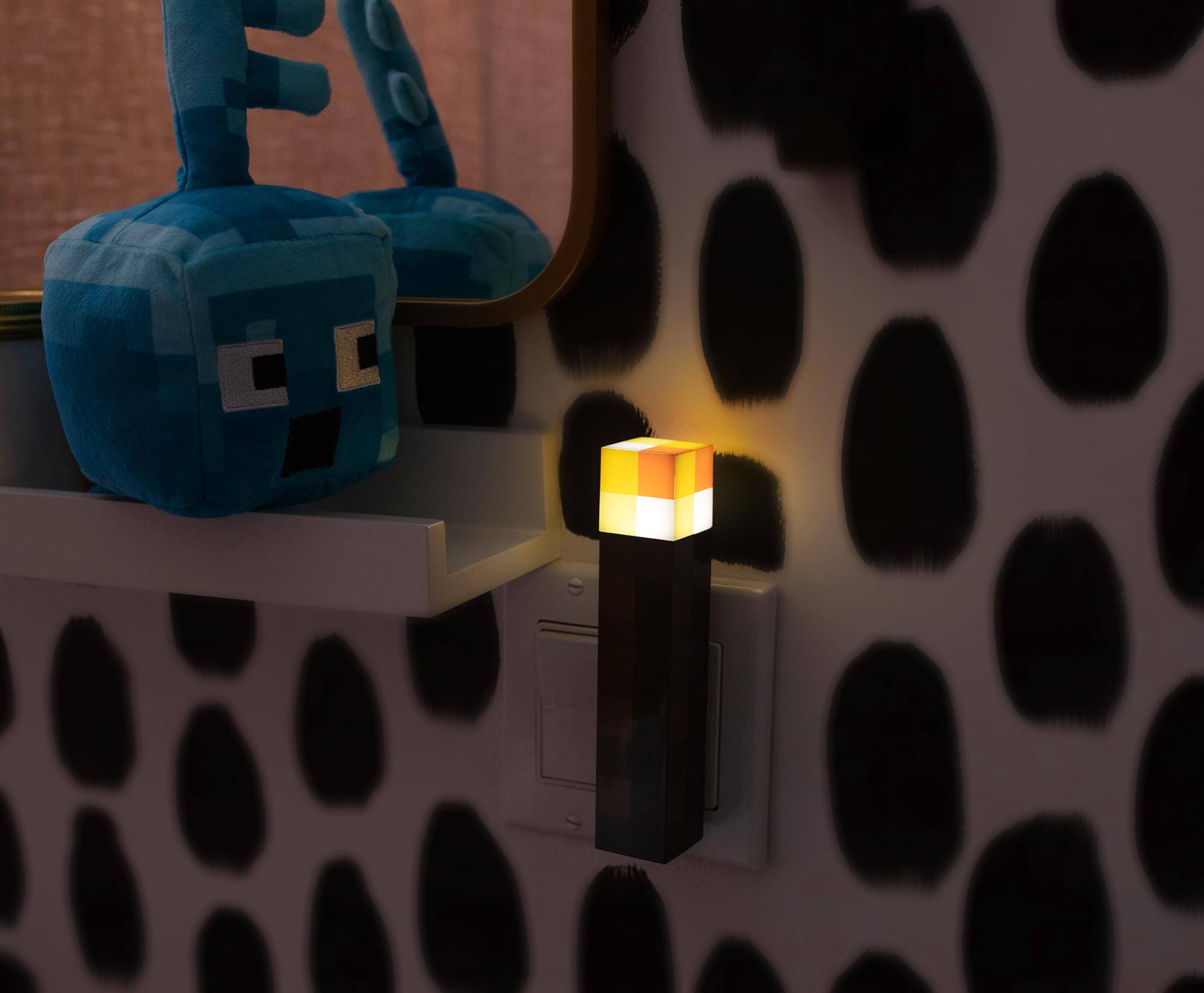 Alt View 3. Ukonic - Minecraft Brown Stone Torch Plug-In Nightlight with Auto Dusk to Dawn Sensor - Brown.