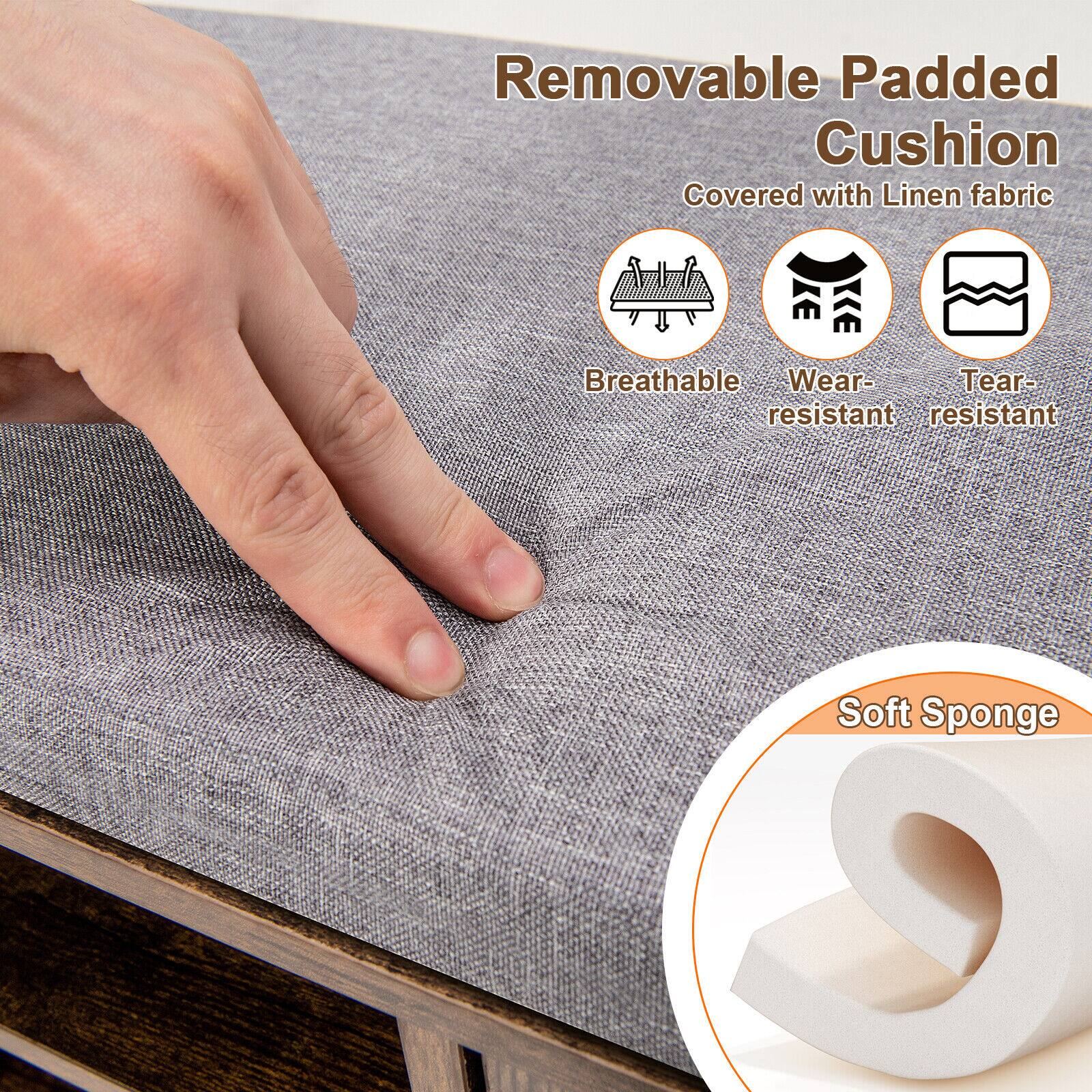Removable Padded Cushion Covered with Linen fabric Breathable Wear-resistant Tear-resistant Soft Sponge