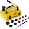 Front. VEVOR - Ton Hydraulic Knockout Punch Kit, 1/2" to 2" Conduit Hole Cutter Set, KO Tool Kits with Puncher 6 Piece - Yellow.