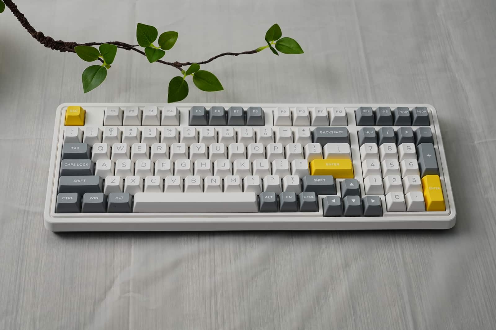 FL.ESPORTS - CMK98 Wireless Full Size Mechanical Gaming Keyboard,Linear Switches Gasket Creamy Keyboard - Gray