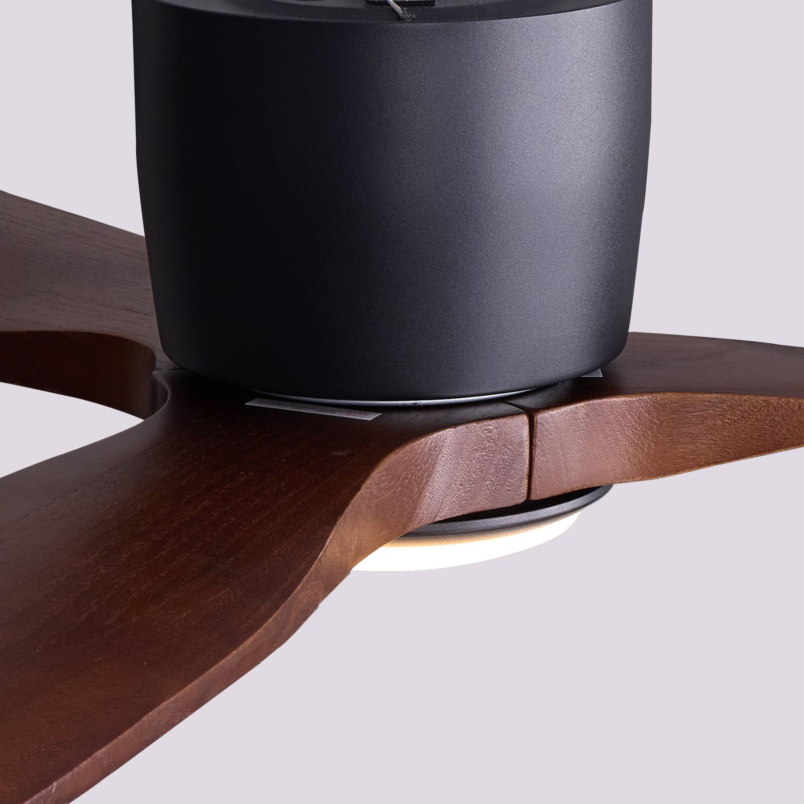 Alt View 9. Siljoy - 52 Inch Dark Wood Grain 3-Blade Flush Mount LED Ceiling Fan for Living Room Bedroom and Kitchen - Brown.
