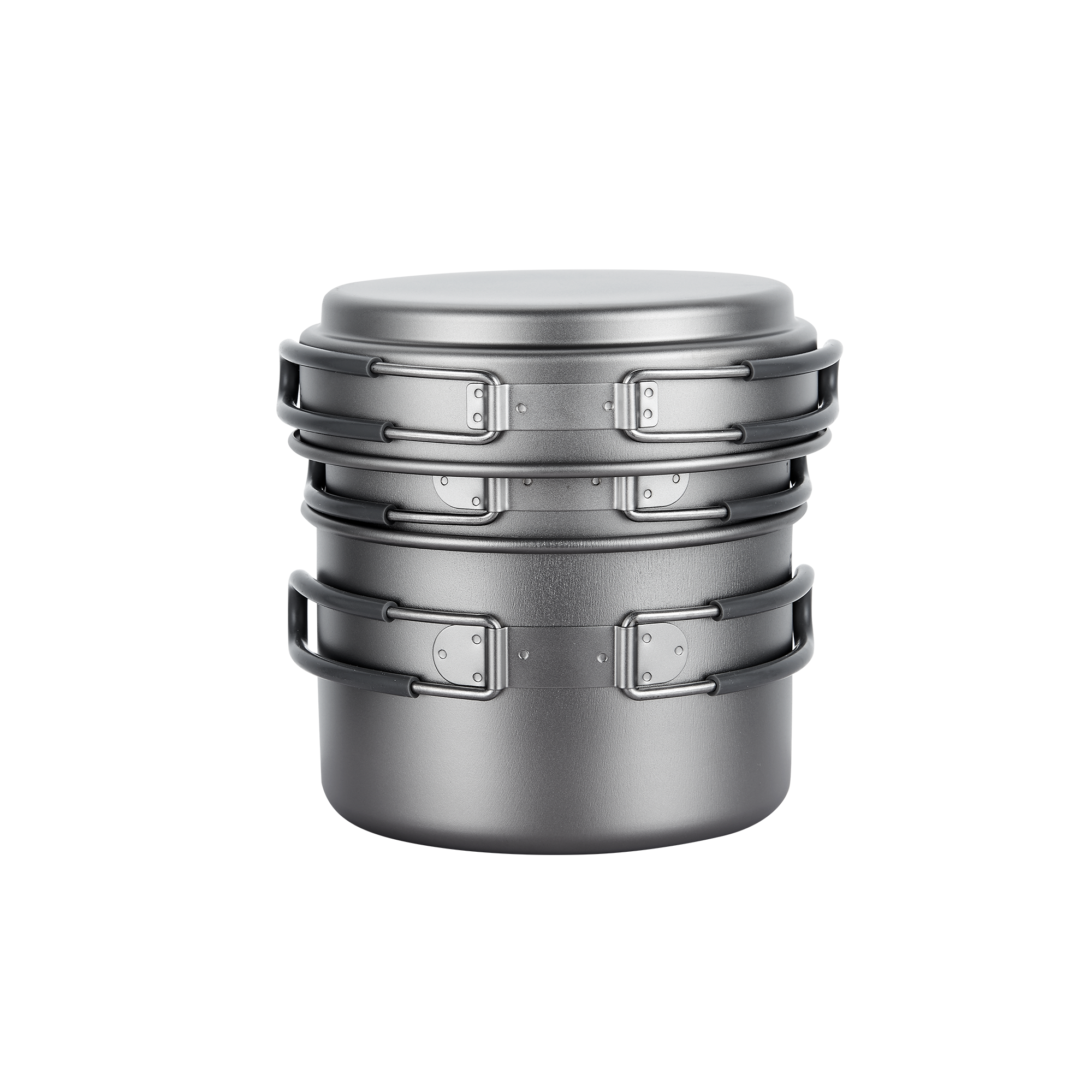 Back. Explorer Bear - Explorer Bear Titanium 3-Piece Camping Cookware Set - Ultralight Pot & Pan Kit 1200ml/800ml/400ml for Backpacking - Silver.