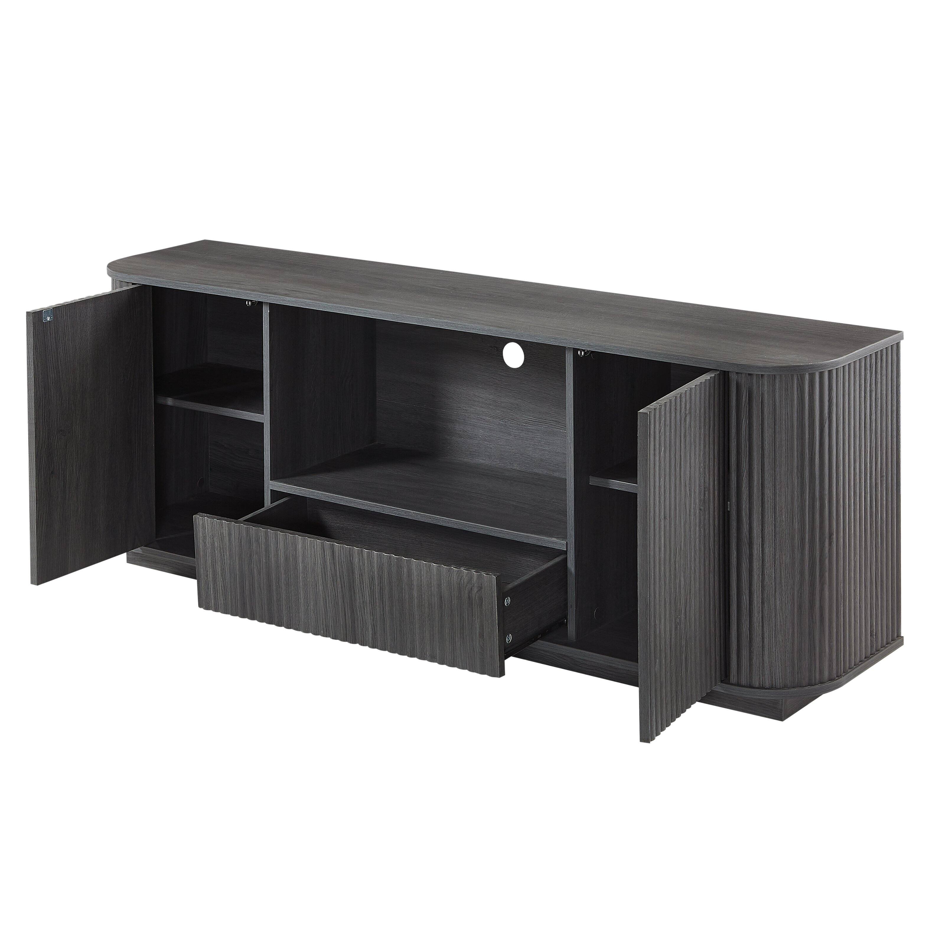 Left. Dexmalle - Dexmalle 64-Inch Wavy TV Stand - Black.