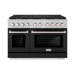 ZLINE - 48 in. Paramount Satin Dual Fuel Range with 8 Burner Cooktop (SDRS-BLM-48) - Satin Steel/Black Matte