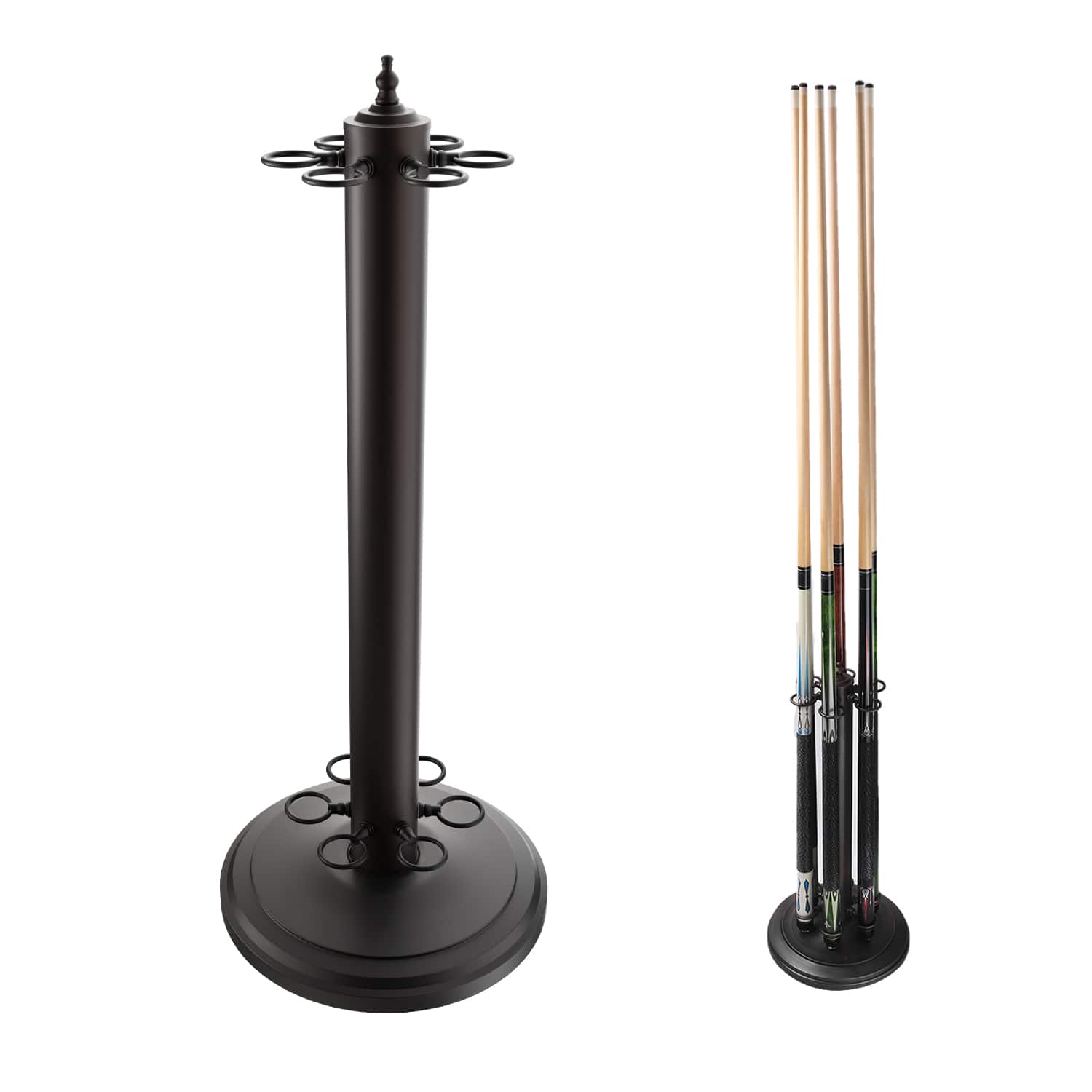 GSE Games & Sports Expert - Metal 6 Floor Stand Pool Cue Rack, Billiard Pool Cue Rack Only, Stand Style Cue Rack - Mette Black