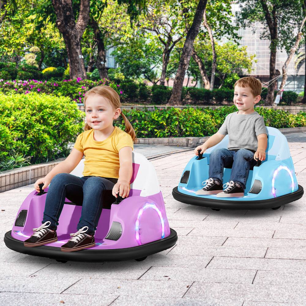 Angle. SlickBlue - 360° Spinning 12V Toddler Ride-On Bumper Car with Remote Control - Light Blue.