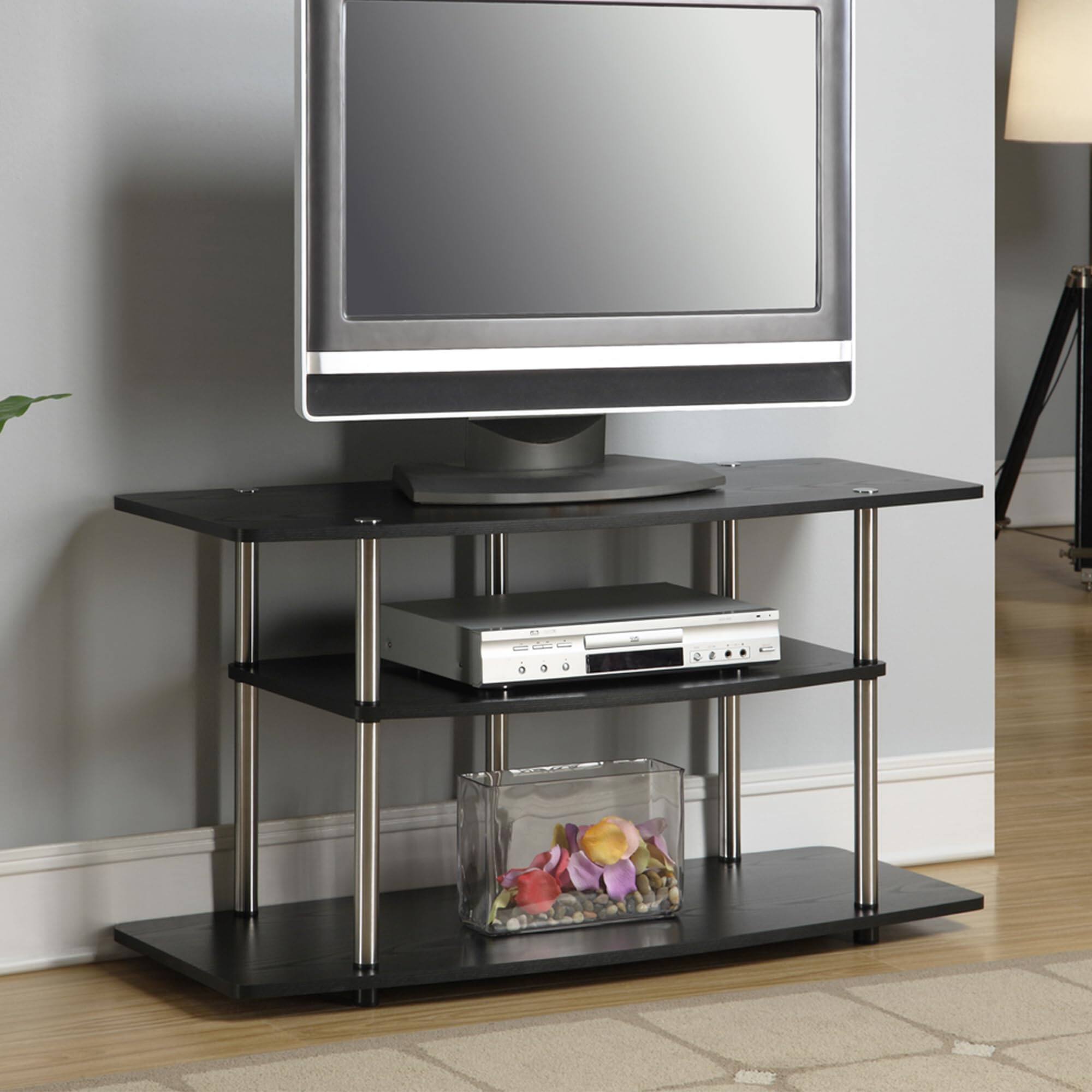 Left. Hirose Alice - Designso No Tools 46 Inch 3 Tier Wide Tv Stand Black Available in Multiple FinishesFor TVs up to 43 Inches Wid... - Black.