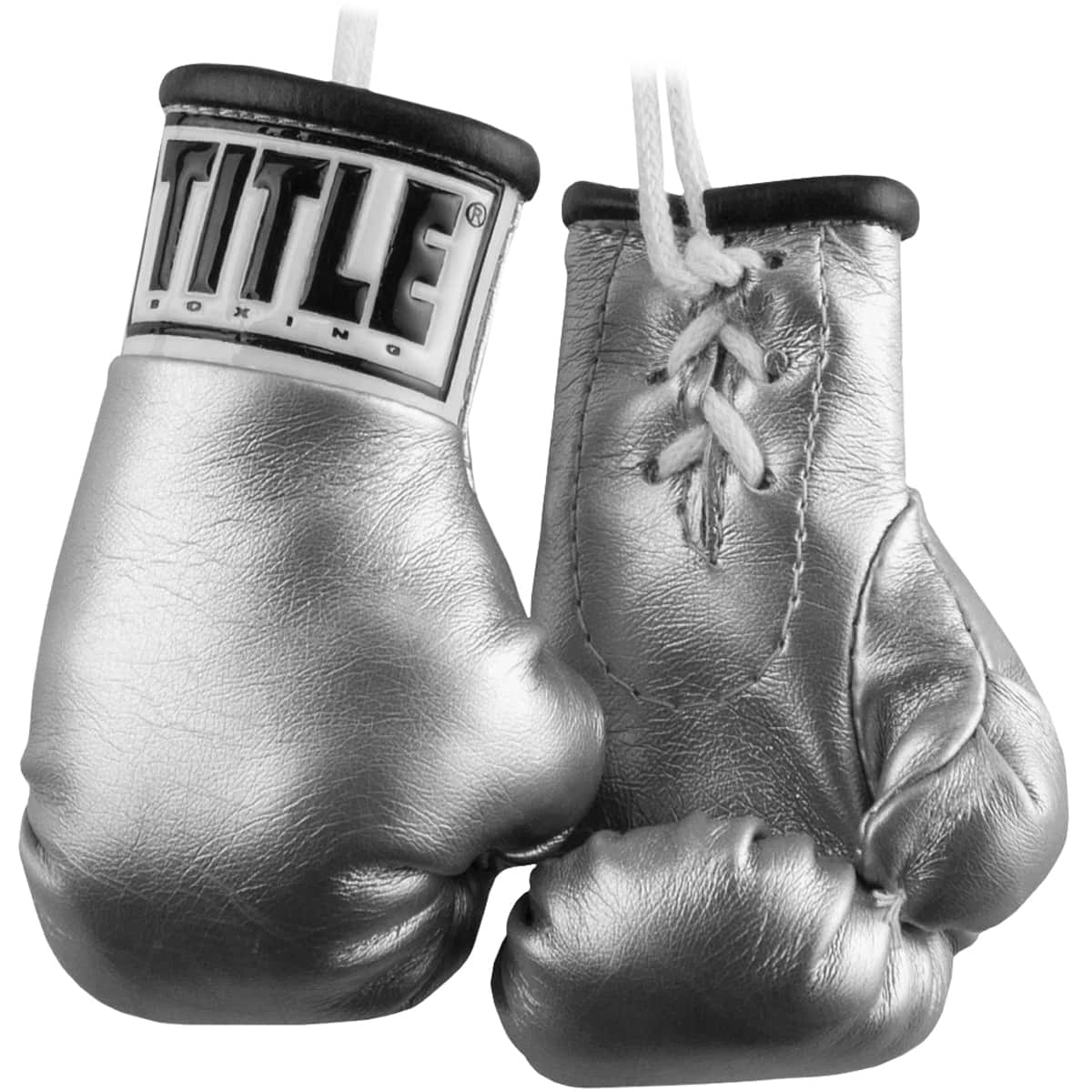 TITLE Boxing - 3.5" Authentic Detailed Mini Lace Up Gloves - Silver