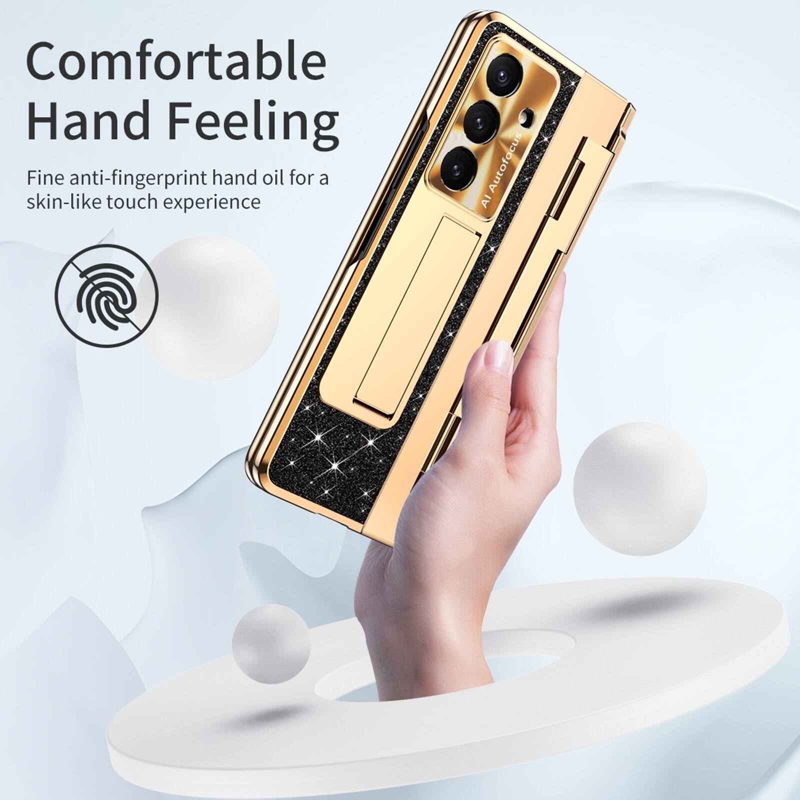 Comfortable Hand Feeling  
Fine anti-fingerprint hand oil for a skin-like touch experience