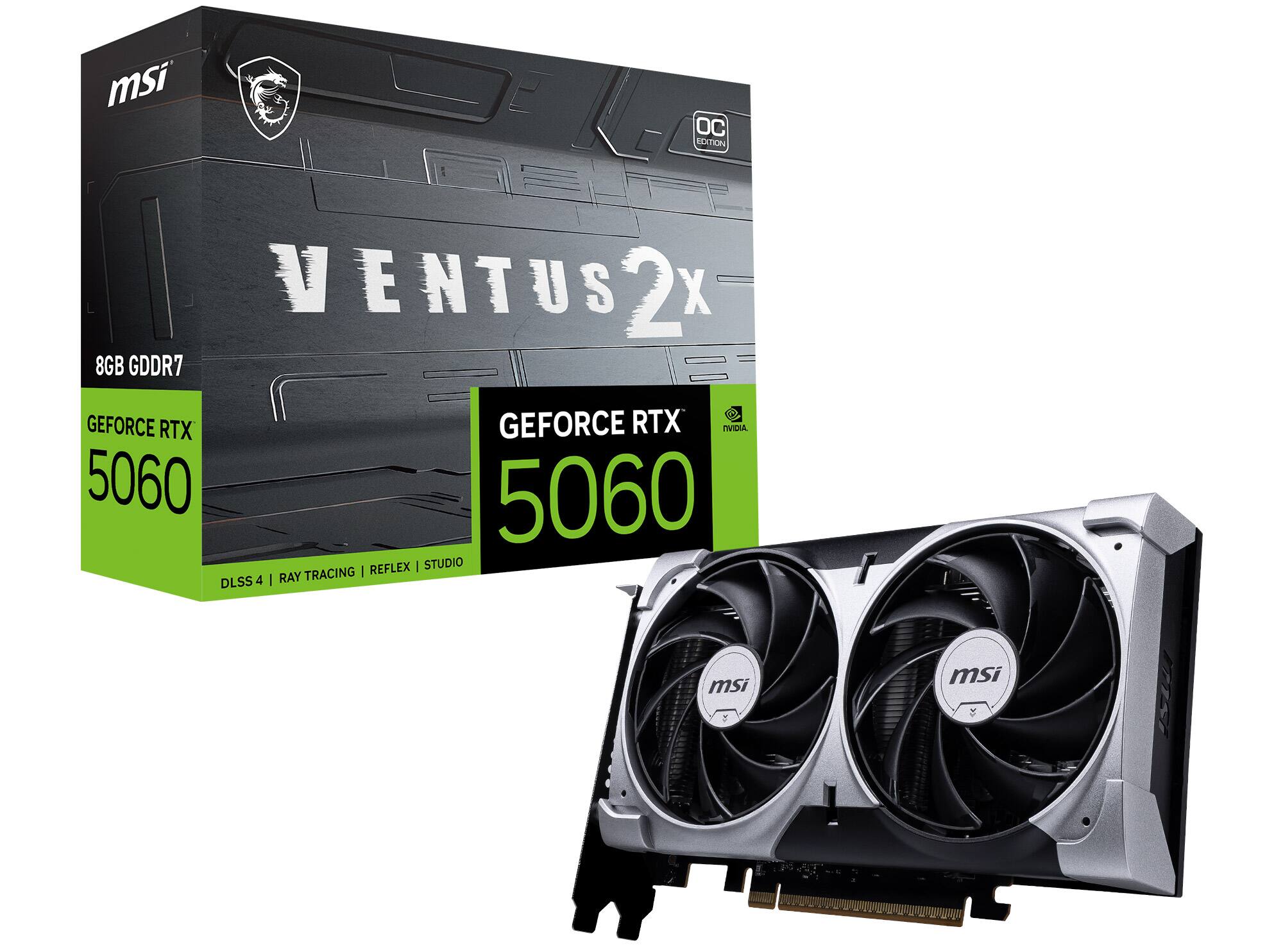 msi OC DITION VENTUS 2x X 8GB GDDR7 GEFORCE RTX 5060 DLSS 4 GEFORCE RTX TVIDIL 5060 REFLEX | STUDIO RAY TRACING |