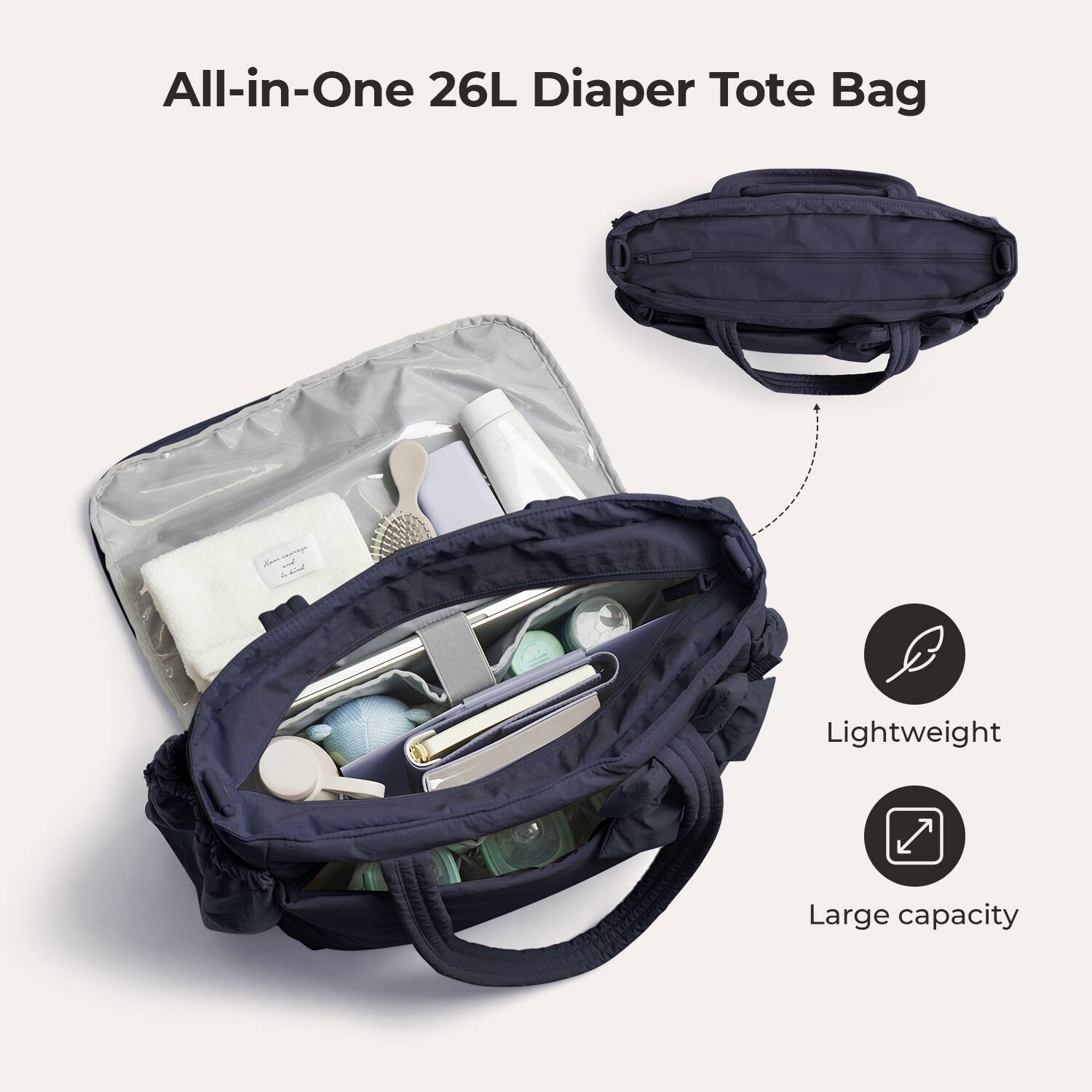 All-in-One 26L Diaper Tote Bag

Lightweight

Large capacity