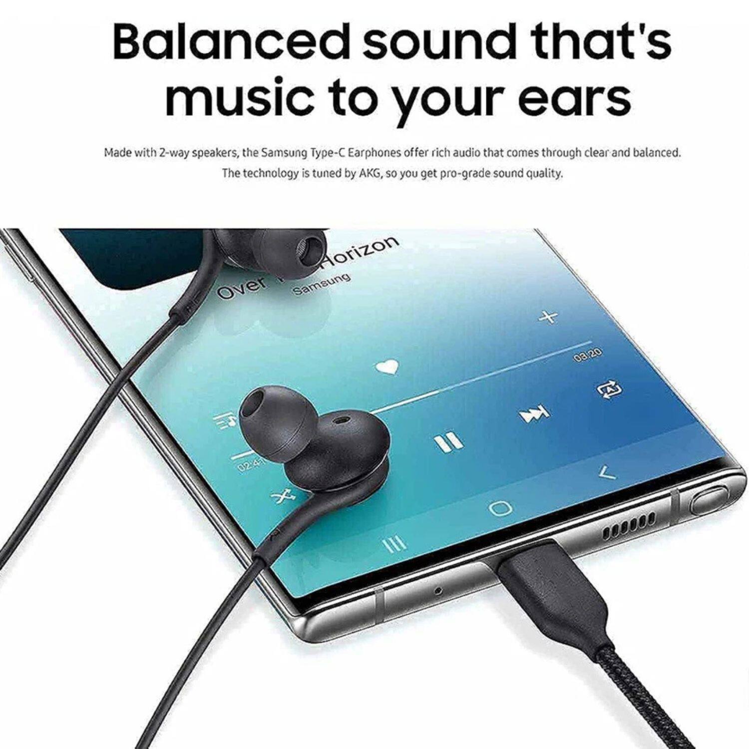 Balanced sound that's music to your ears

Made with 2-way speakers, the Samsung Type-C Earphones offer rich audio that comes through clear and balanced. The technology is tuned by AKG, so you get pro-grade sound quality.

Aorizon Over Samsung 03/20 02:45