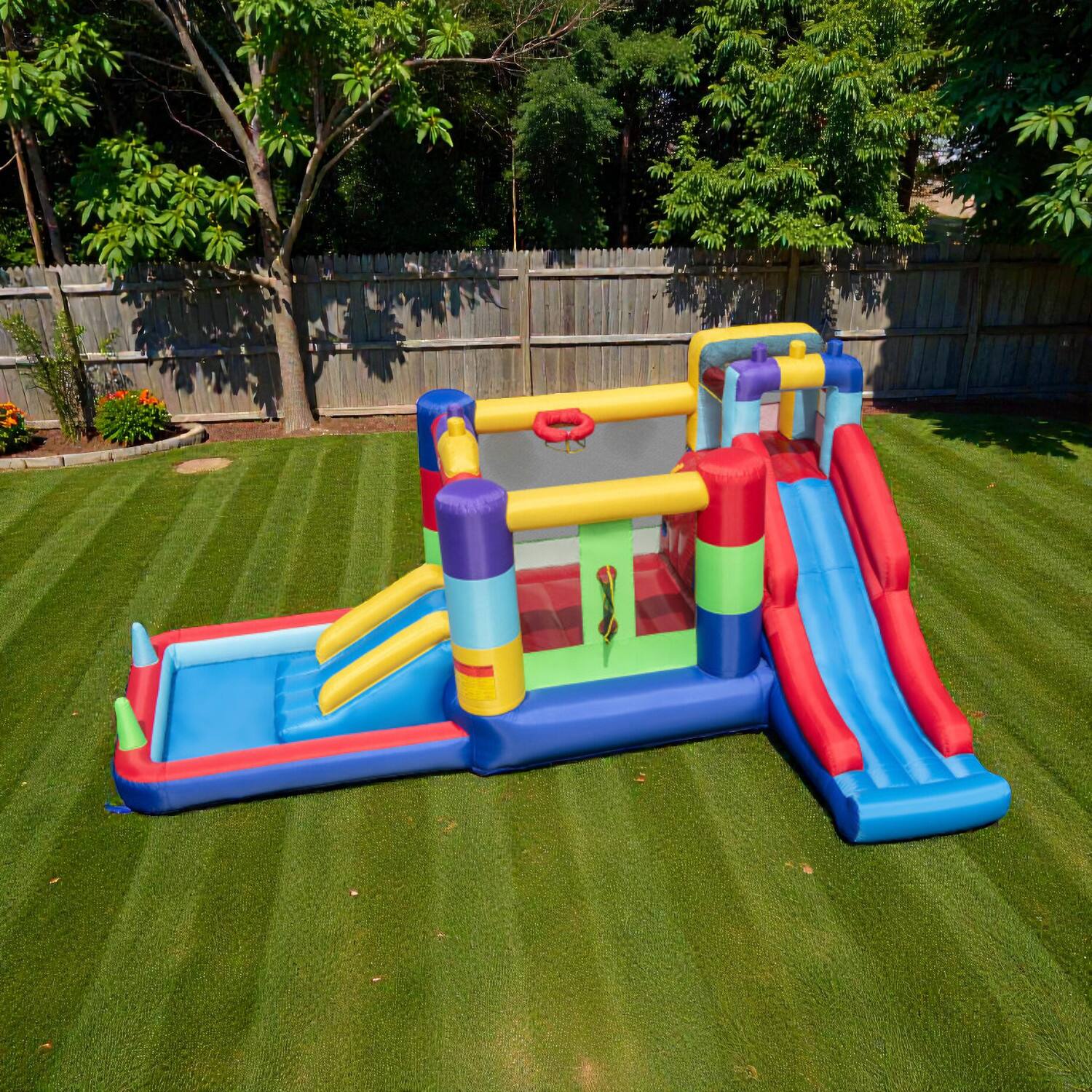 Front. BreeBe - Bounce Castle for Children Featuring Ball Pit – 680W Blower Included - Multicolor.