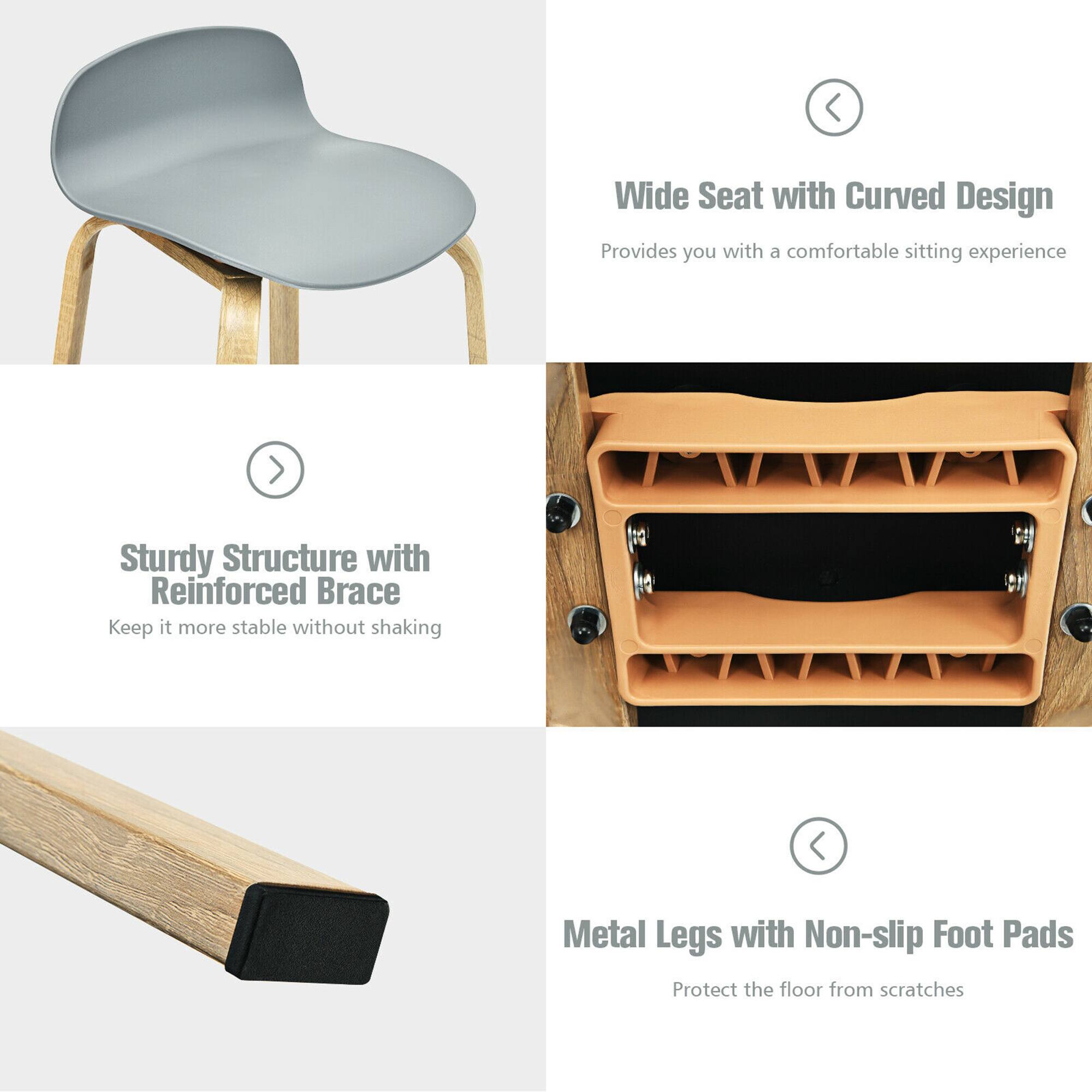 Wide Seat with Curved Design, Sturdy Structure with Reinforced Brace, Metal Legs with Non-slip Foot Pads