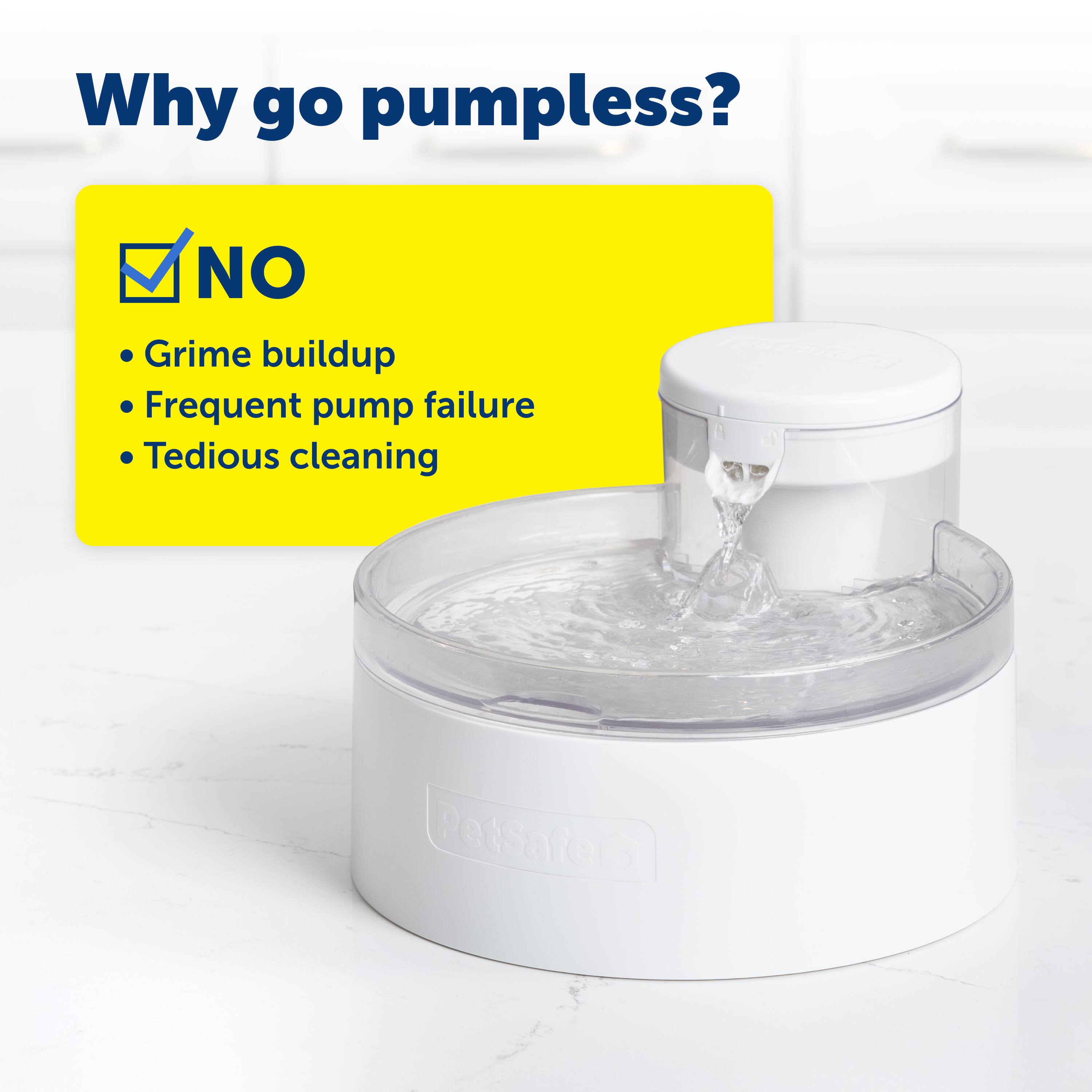 Why go pumpless? NO Grime buildup Frequent pump failure Tedious cleaning PetSafe