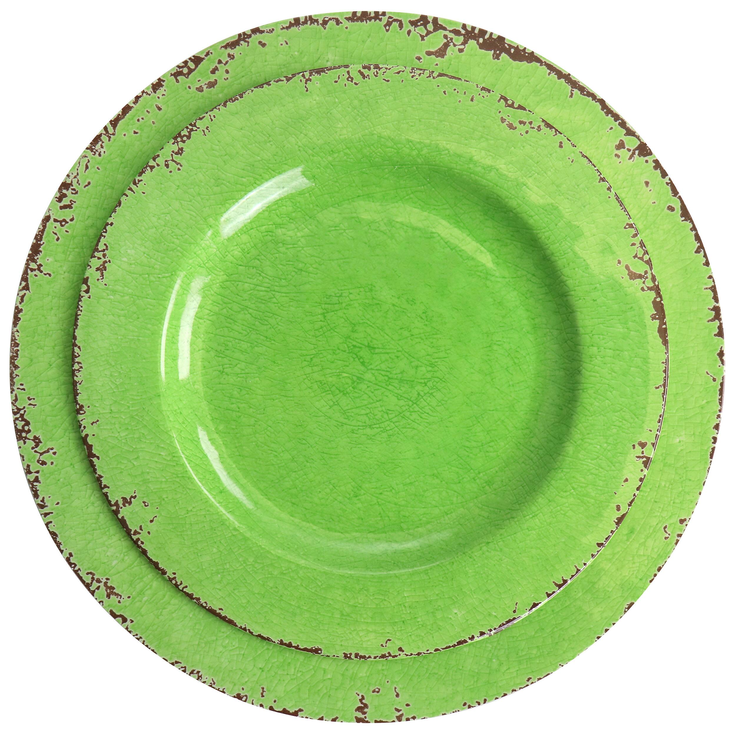 Alt View 3. Laurie Gates - Laurie Gates California Designs Mauna 12 Piece Melamine Dinnerware Set in Crackle Green - Light Green.
