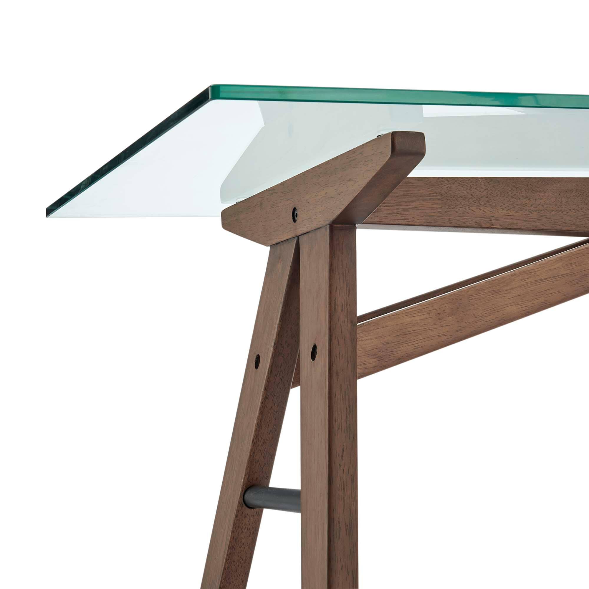 Alt View 4. Modway - Steadfast Glass Top Office Desk by Modway - Walnut.
