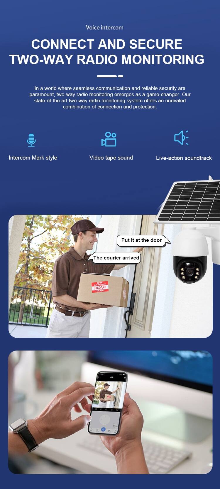 Voice intercom

CONNECT AND SECURE TWO-WAY RADIO MONITORING

In a world where seamless communication and reliable security are paramount, two-way radio monitoring emerges as a game-changer. Our state-of-the-art two-way radio monitoring system offers an unrivaled combination of connection and protection.

- Intercom Mark style
- Video tape sound
- Live-action soundtrack

Put it at the door

The courier arrived

Pina - - FRAGILE

2 J