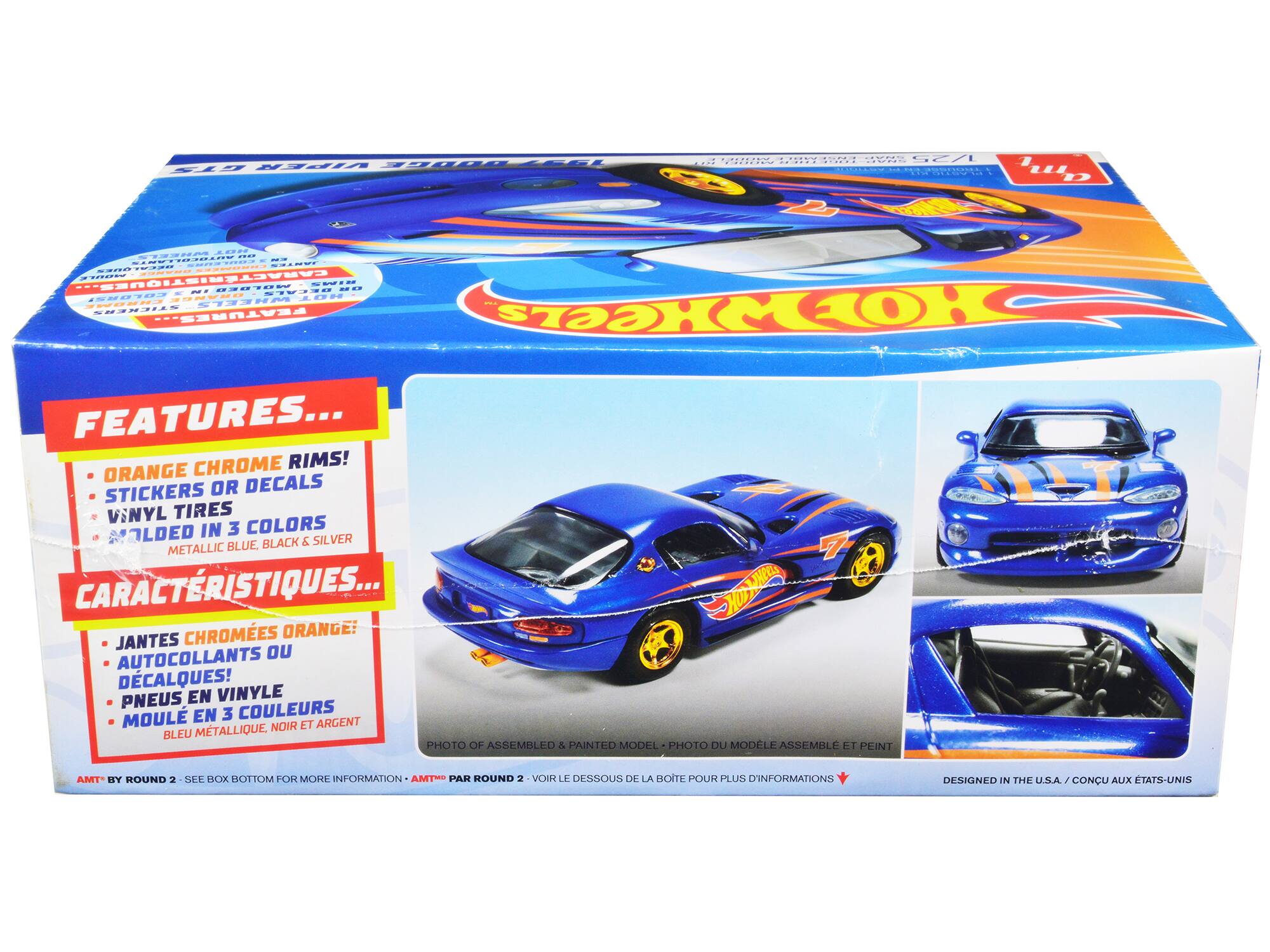 VIFEN SE000 SE GTS | |  G2A ...in M..2E ...... adddd .N.. ......... ... POREEL- : --  .............. I SIE- ... -  ON ...... CARACTERIS STIQUES... -- i SaTER V8U IAT PD- HMION D ONIEN FEATURES... FEATURES... CHROME RIMS! ORANGE DECALS STICKERS OR VINYL TIRES ALDED IN 3 COLORS BLUE BLACK & SILVER METALLIC CARACTRISTIQUES... CHROMES ORANGE: JANTES AUTOCOLLANTS ou DCALQUES! PNEUS EN VINYLE MOUL EN 3 COULEURS NOIR ET ARGENT BLEU MTALLIQUE PHOTO OF ASSEMBLED & PAINTED MODEL PHOTO DU MODLE ASSEMBLE 14 PEINI AMT- HY ROUND 2 S CXX BOTTOM FOR MORE INFORMATION AMT PAR ROUND 2 VOIR LE DESSOUS DE LA BOITE POUR PLUS D'INFORMATIONS DESIGNED IN THE U.S.A. U.S.A/CONCU AUX TATS-UNIS