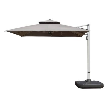 Front. Ecooso - 10'X10' Square Cantilever Umbrella with Center Pole (Base Not Included) - Gray.