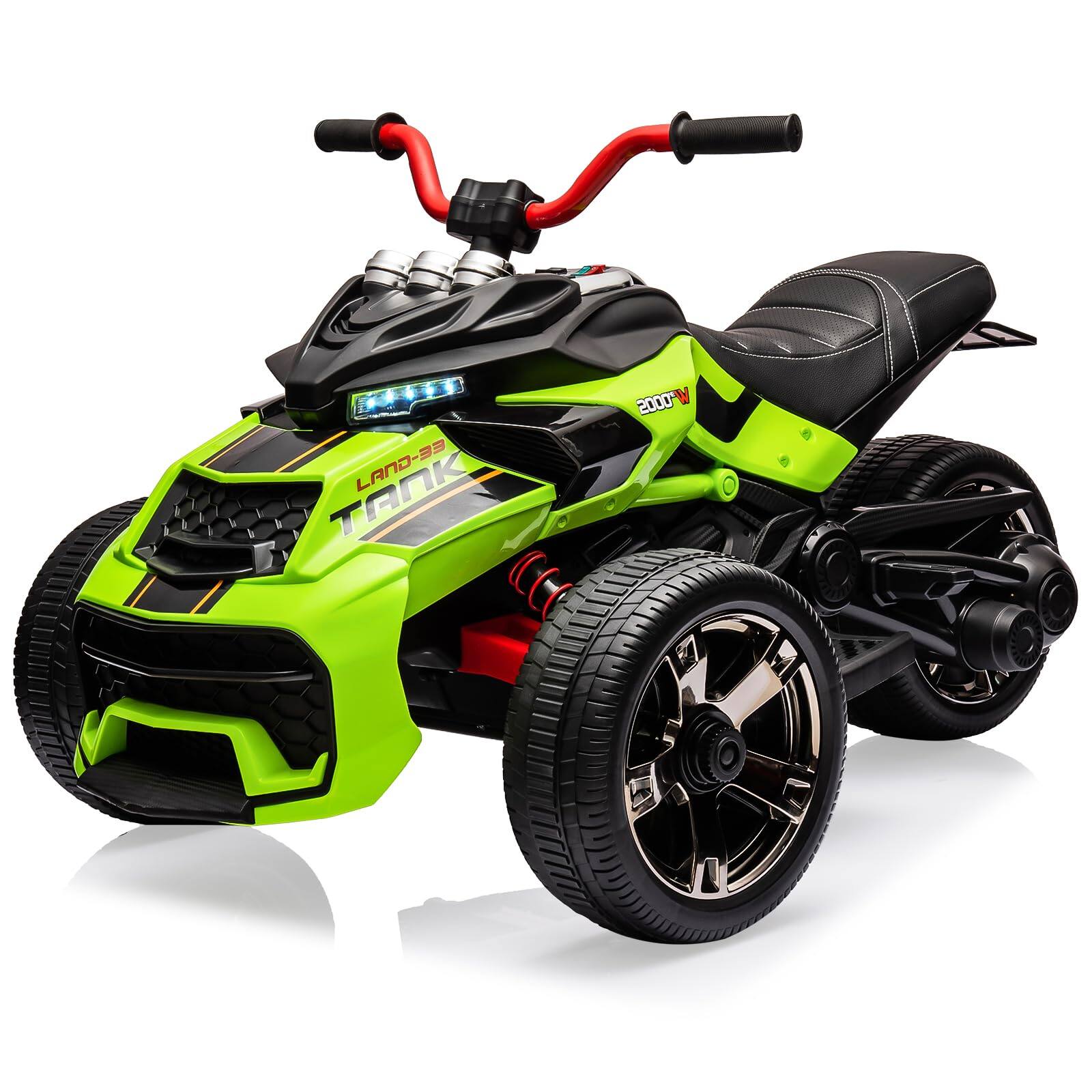 Jojoka - 12V Kids Electric Ride on Truck & 3 Wheeler ATV, 7MPH 2 Speeds with 2x55W Motor for Toddlers, LED Lights