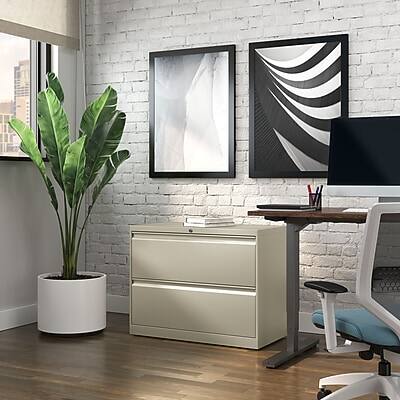 Alt View 7. Staples - Commercial 2-Drawer Lateral File Cabinet, Letter/Legal Size, Lockable, 28.15"H x 36"W x 18.62"D - Putty.