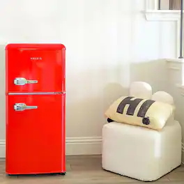Boyel Living - 3.5Cu.Ft Compact Refrigerator Mini Fridge with Freezer, Small Refrigerator with 2 Door, 7 Level Thermostat Removable - Red