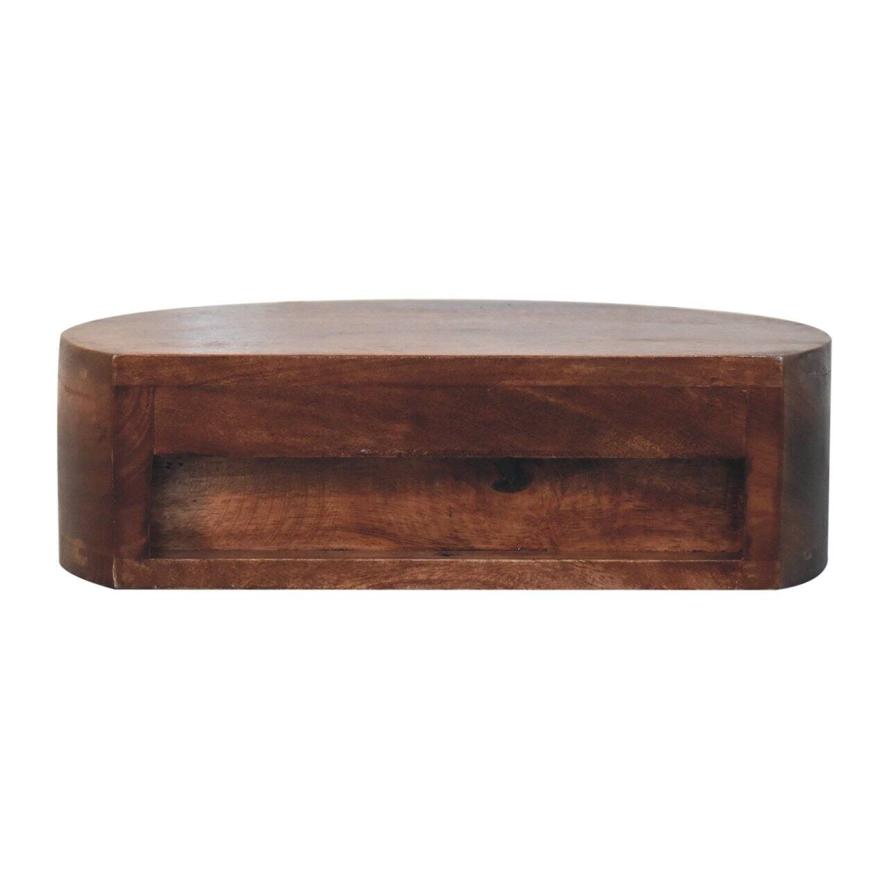 Alt View 4. Artisan Furniture - Artisan Furniture Solid Wood Honey Caramel Wall Mounted Rounded Bedside, 1 Drawer, Dark Brown - Caramel.