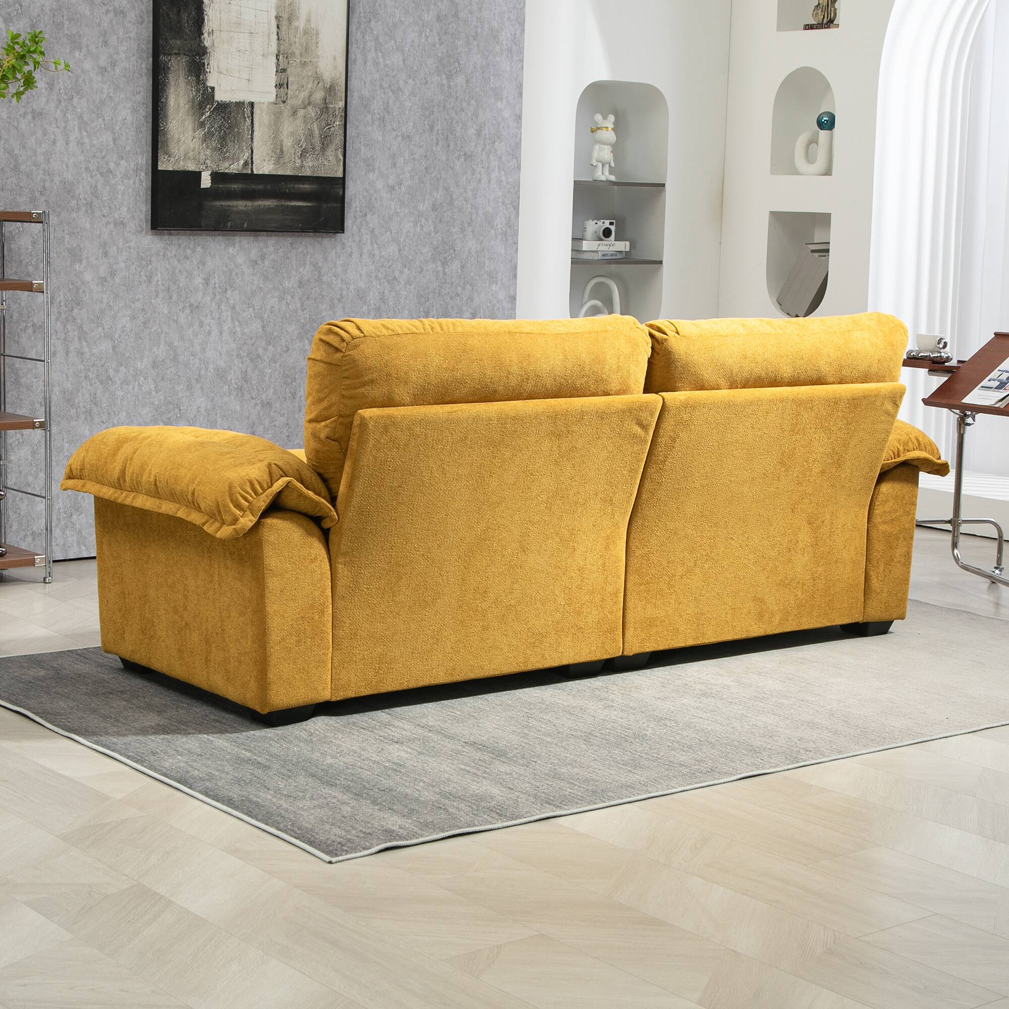 Alt View 2. Tiramisubest - 84"Chenille Sofa,Loveseat Deep Seat Sofa Couch with Pillows & Memory Foam for Living Room,Apartment,Office Lounge-Yellow - Yellow.
