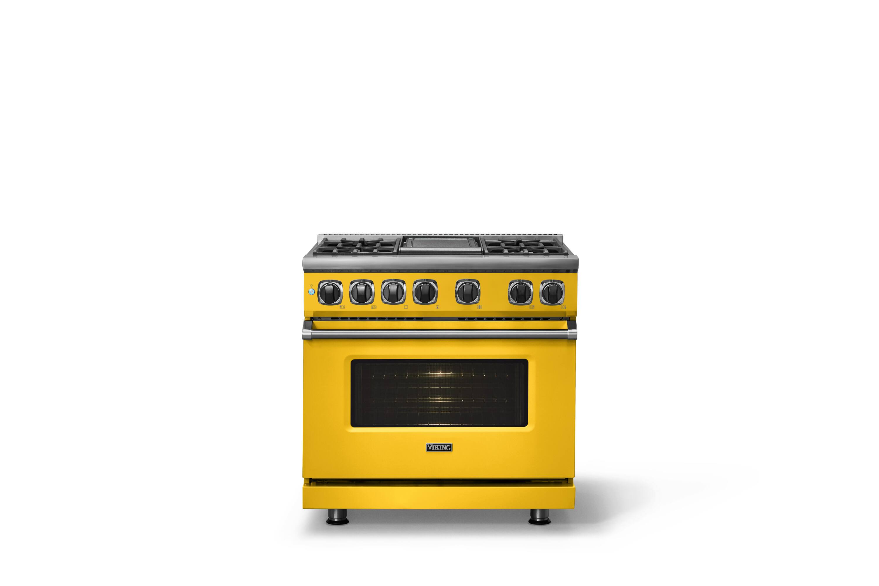 Alt View 1. Viking - 36 in. Wide 4 Burner Dual Fuel Sealed Burner Range with Griddle - Daffodil.