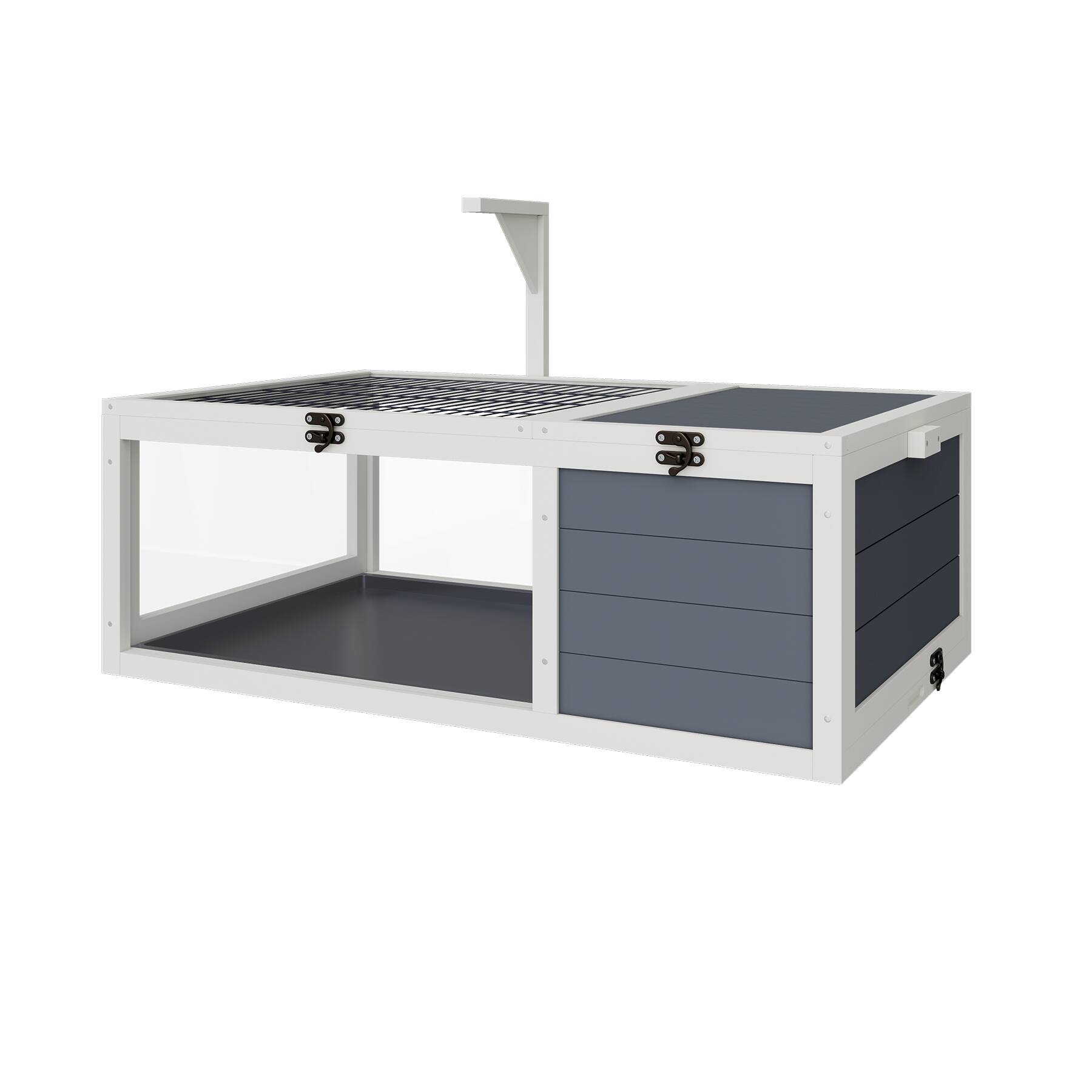 Front. TinyHomie - Reptile Habitat Tortoise House Lamp Holder 3 Acrylic Windows 2 Waterproof Trays.