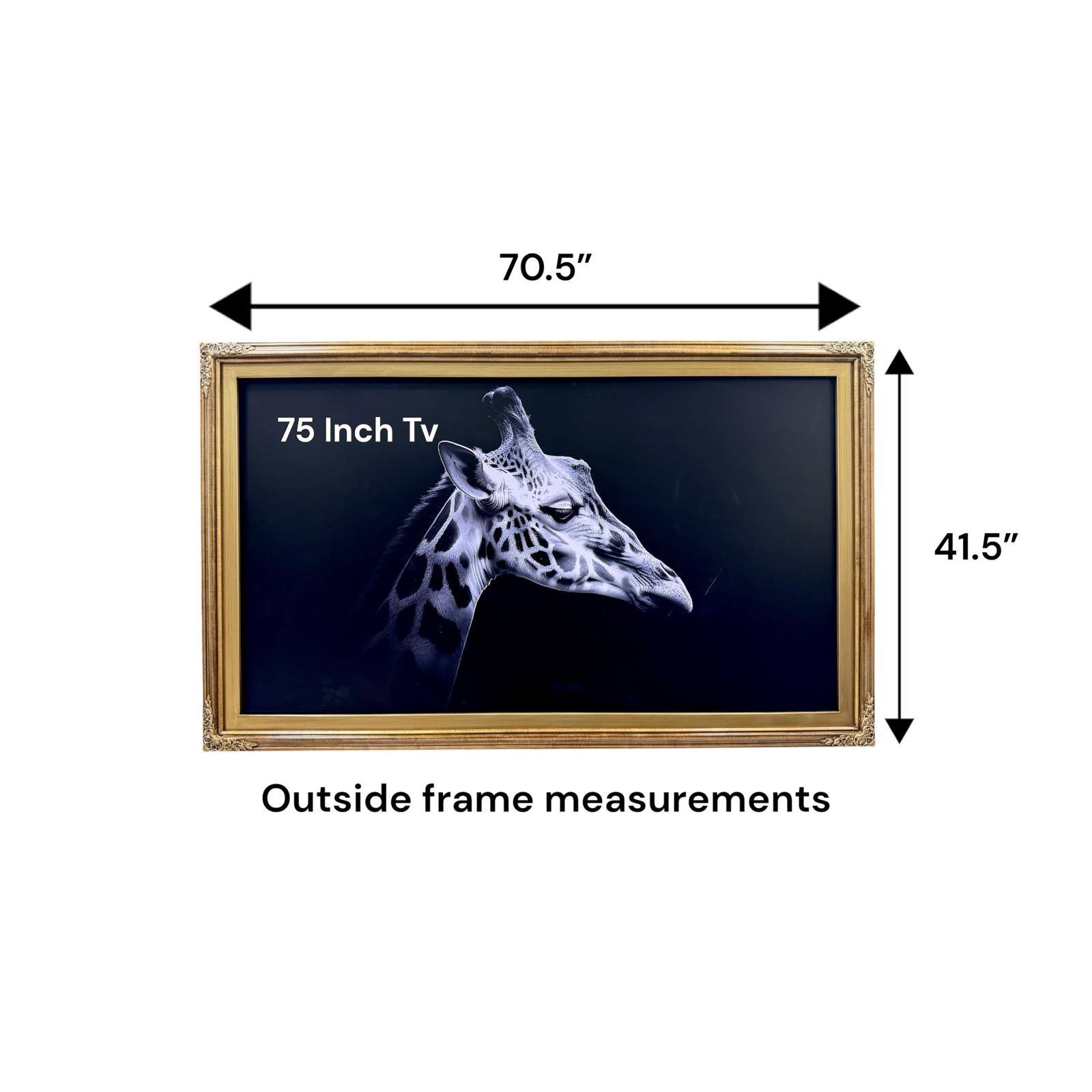 70.5" x 41.5" Outside frame measurements for a 75 Inch TV