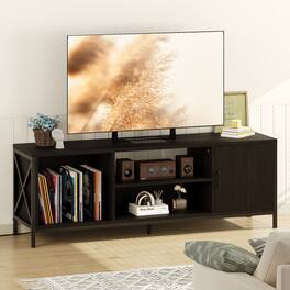 Anysun - Modern TV Stand for 65 Inch TV, Mid-Century Media Console with Storage - Black