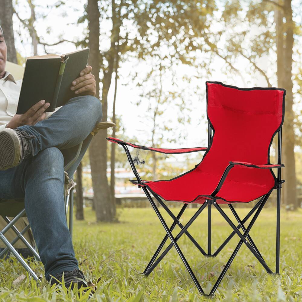 Alt View 9. Winado - 1PC Folding Camping Chair, Portable Durable Armrest Chair with Cup Holder, Carry Bag for Outdoor Camping Picnic Fishing - Red.