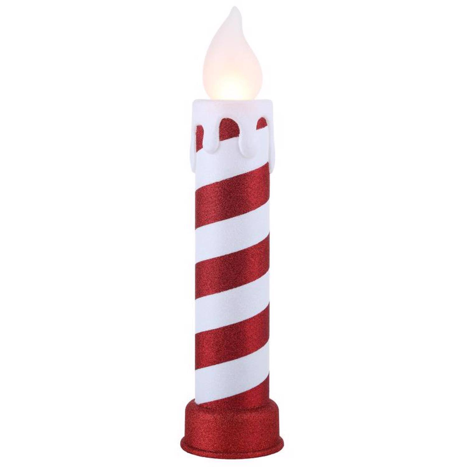 Front. Mr. Christmas - Mr. Christmas LED Warm White Blow Mold Candle 24 in. Yard Decor - Red | White.