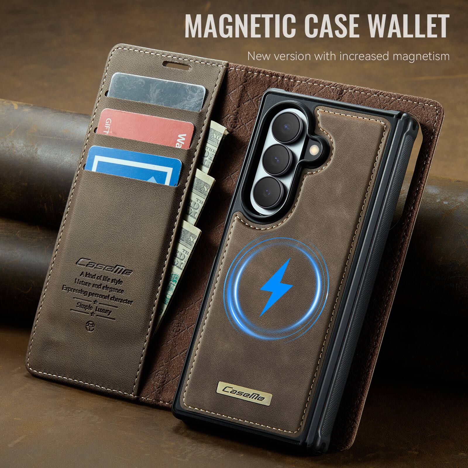 MAGNETIC CASE WALLET  
New version with increased magnetism  

GIFT  
Wa  
TH  
CaseMe And of life: Nature and style Expressing personal elegance Simple character  
TH  
CaseMe