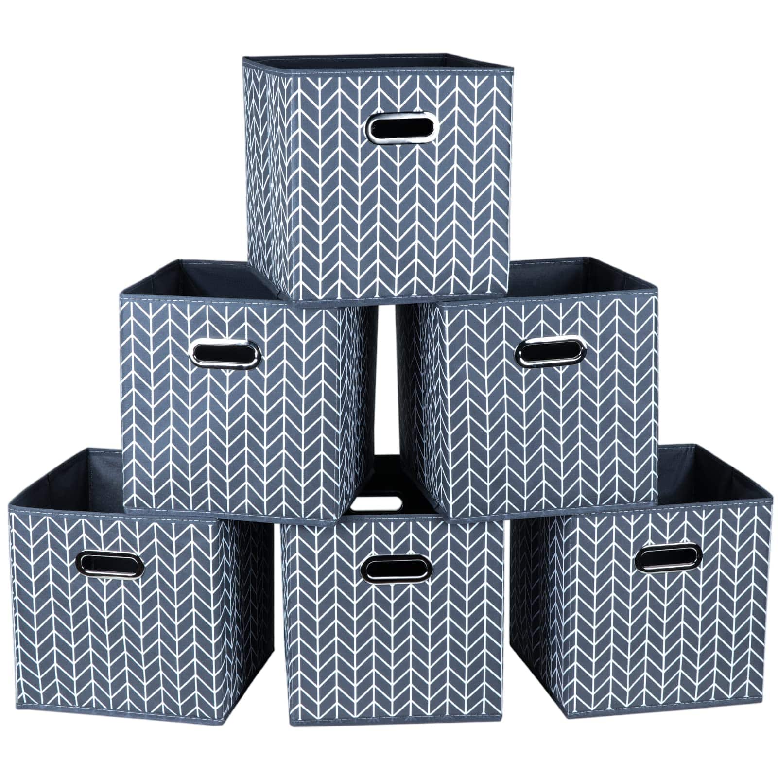 Dapper Styles - Fabric Cloth Storage Bins Cube Organizer With Dual Handles Foldable Baskets For Home Bedroom - Grey Wave-3 Pack