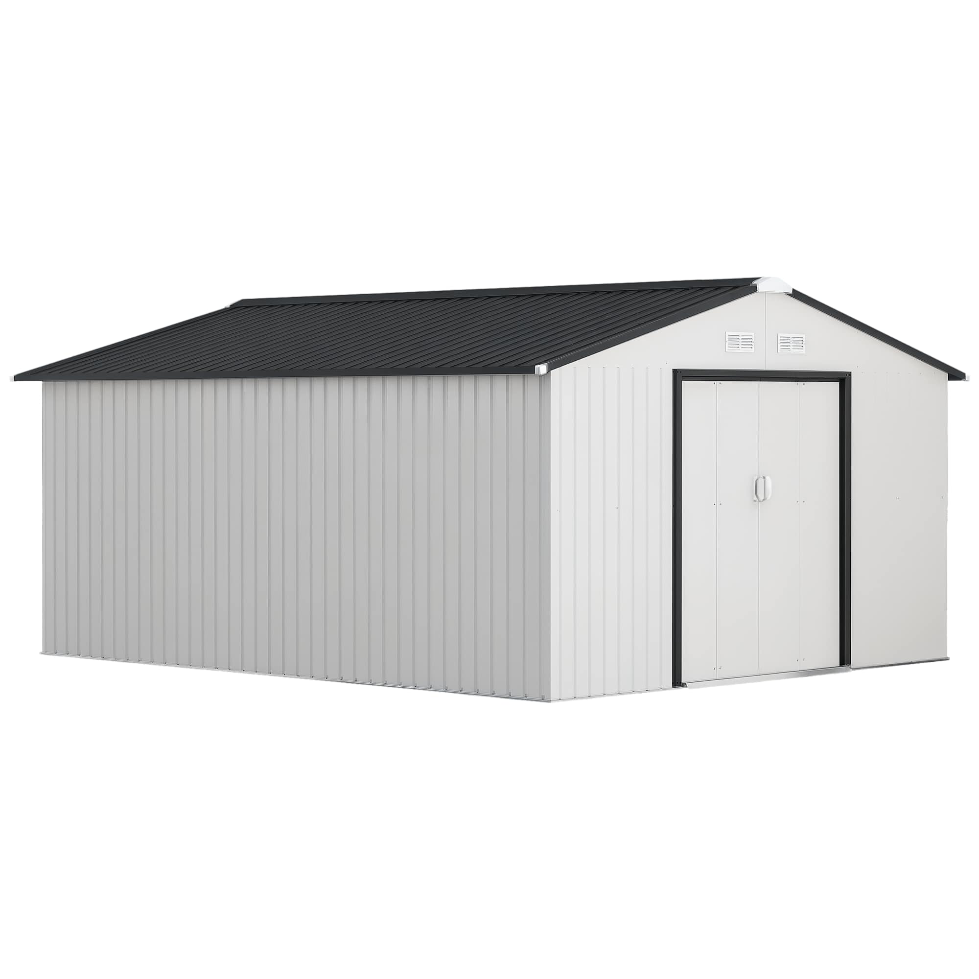 Front. Outsunny - 11' x 13' Outdoor Storage Shed, Garden Tool Metal Shed with Foundation Kit, Double Lockable Door.