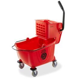 Dryser - Commercial Mop Bucket with Side Press Wringer - 26 Quart - Red